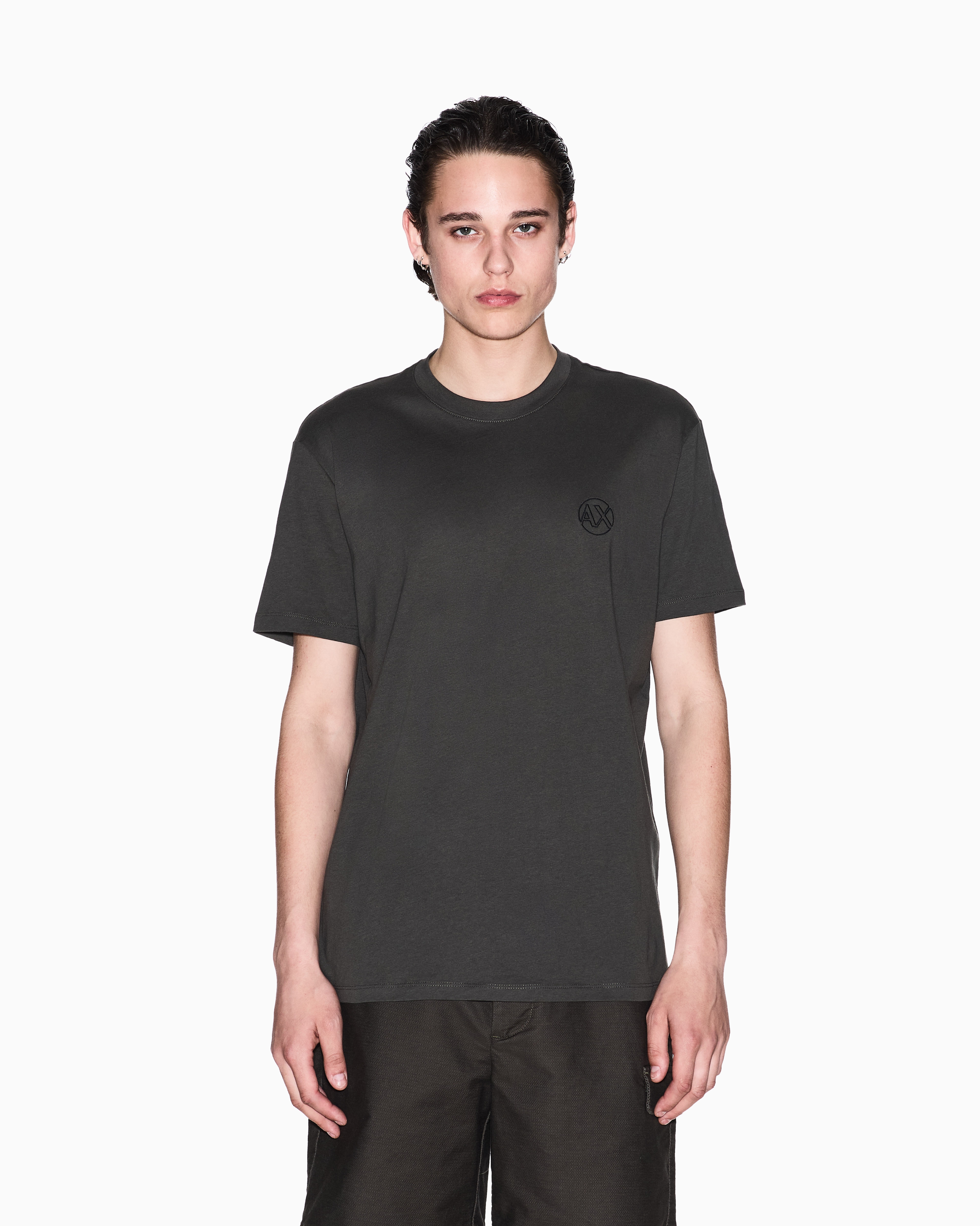 Armani Exchange - Regular fit T-shirt with logo and patch on the chest, Man, Green, Size: