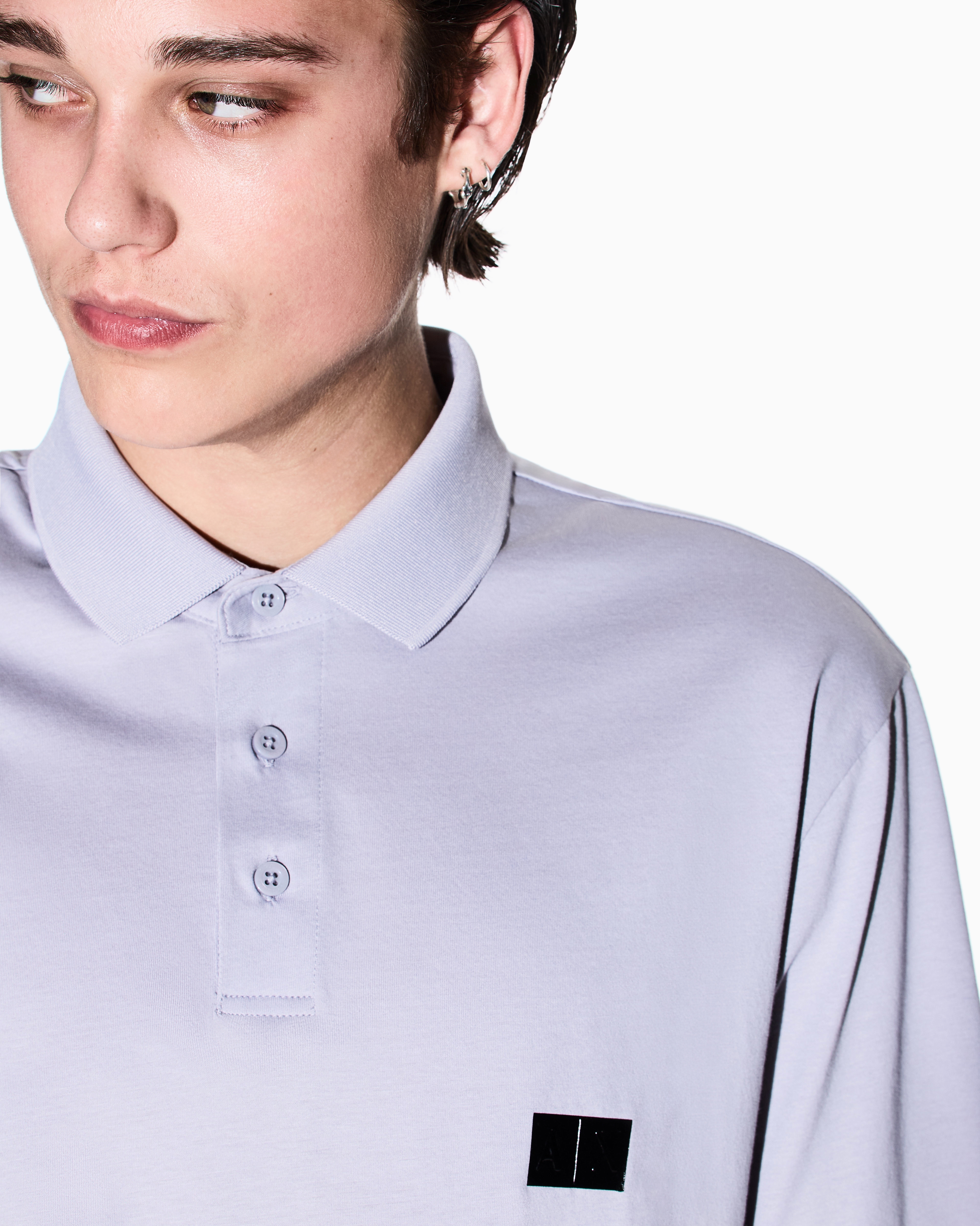 Armani Exchange - Regular fit mercerised cotton polo, Man, Purple, Size: