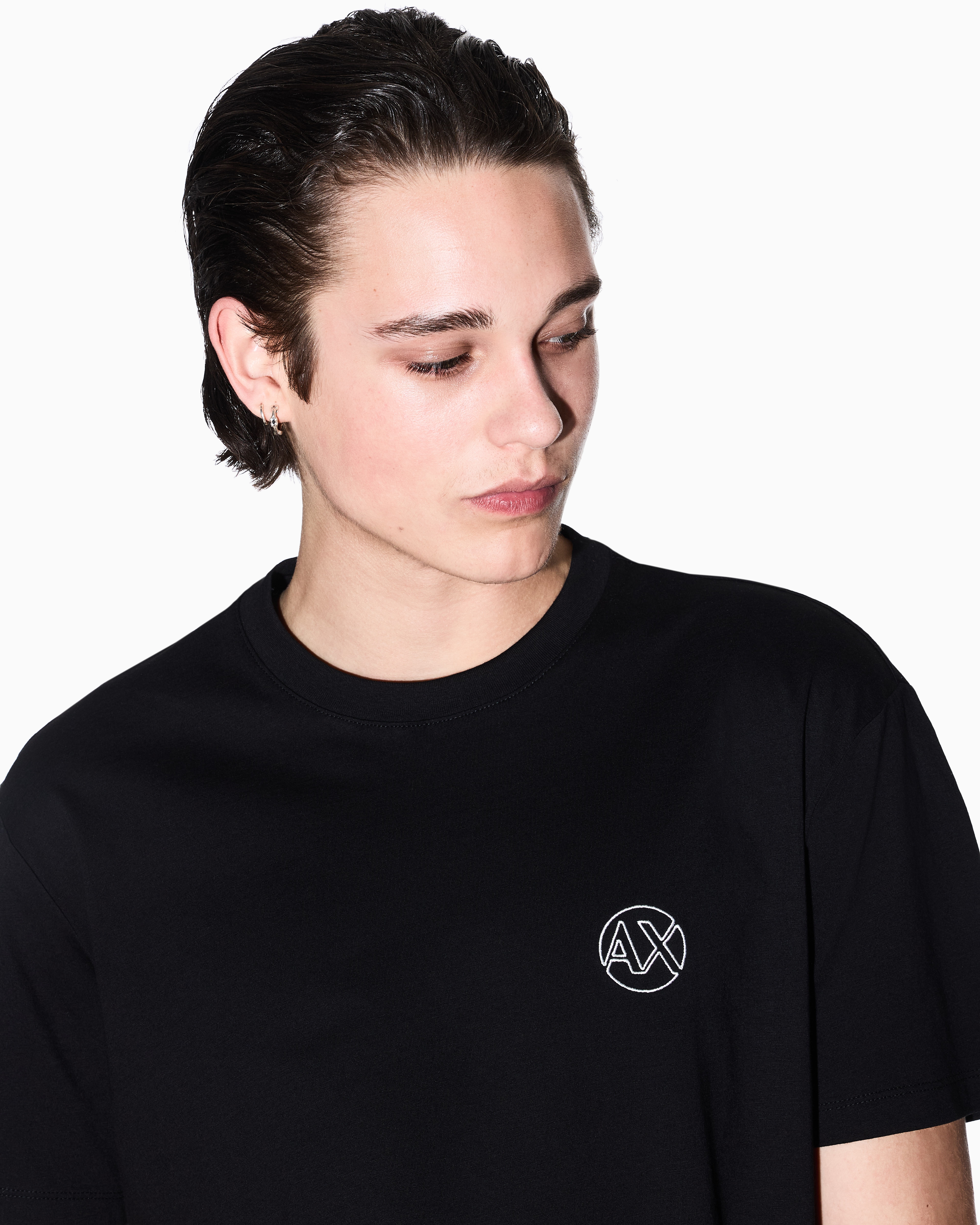 Armani Exchange - Regular fit T-shirt with logo and patch on the chest, Man, Black, Size:
