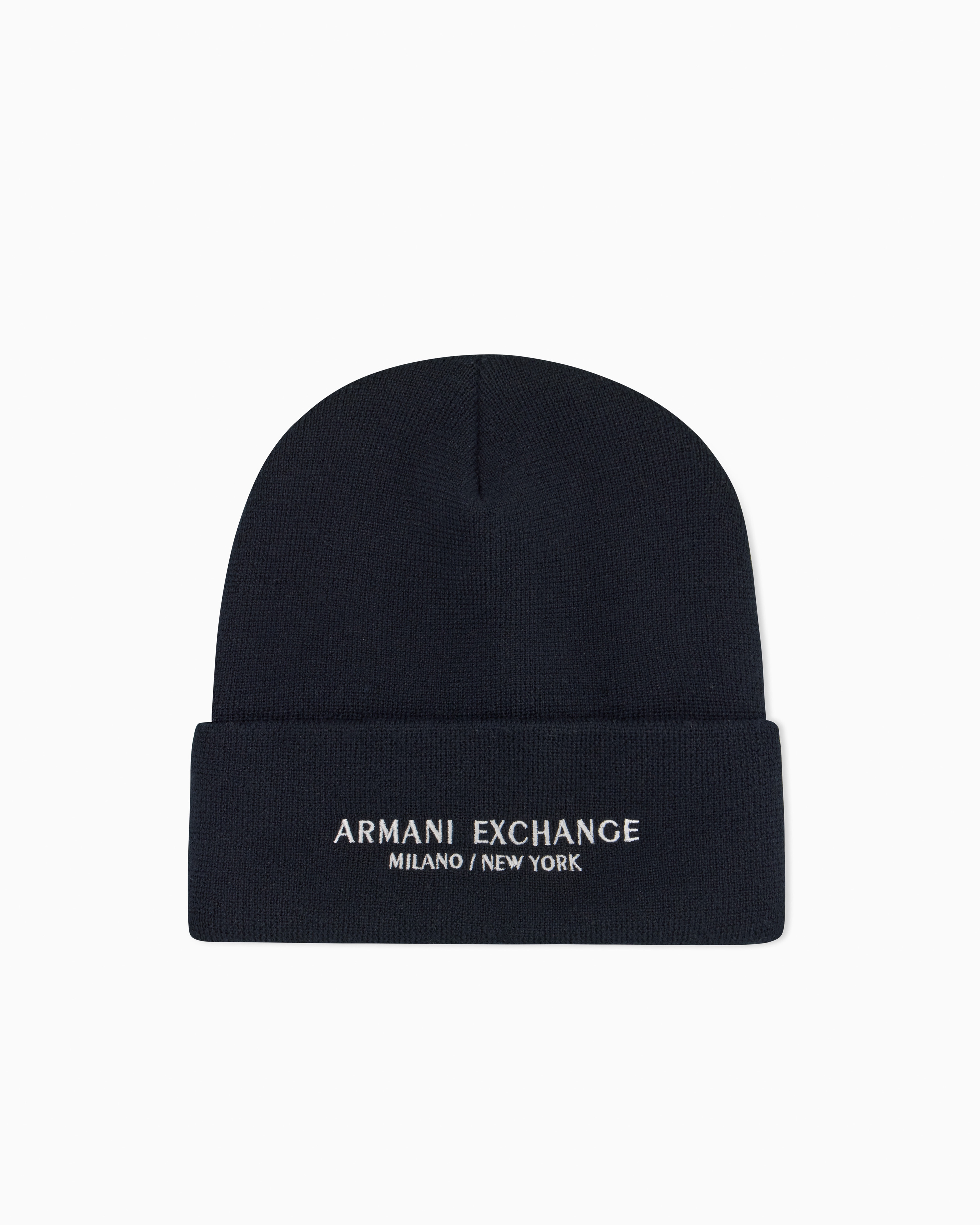 Armani Exchange - Beanie Hat Milano / New York ASV, Man, Navy_blue, Size: TU