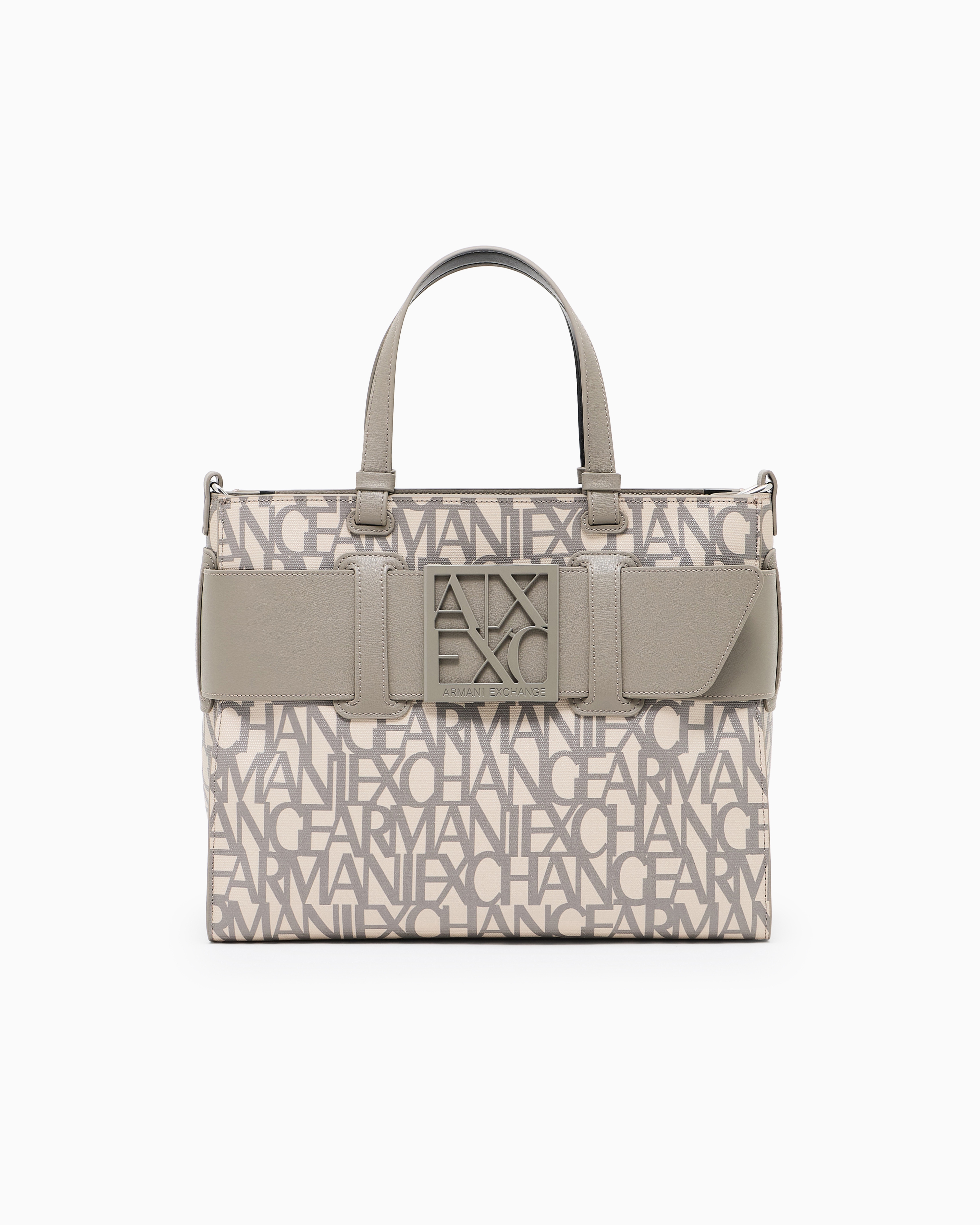 Large tote bag with double handles and shoulder strap
