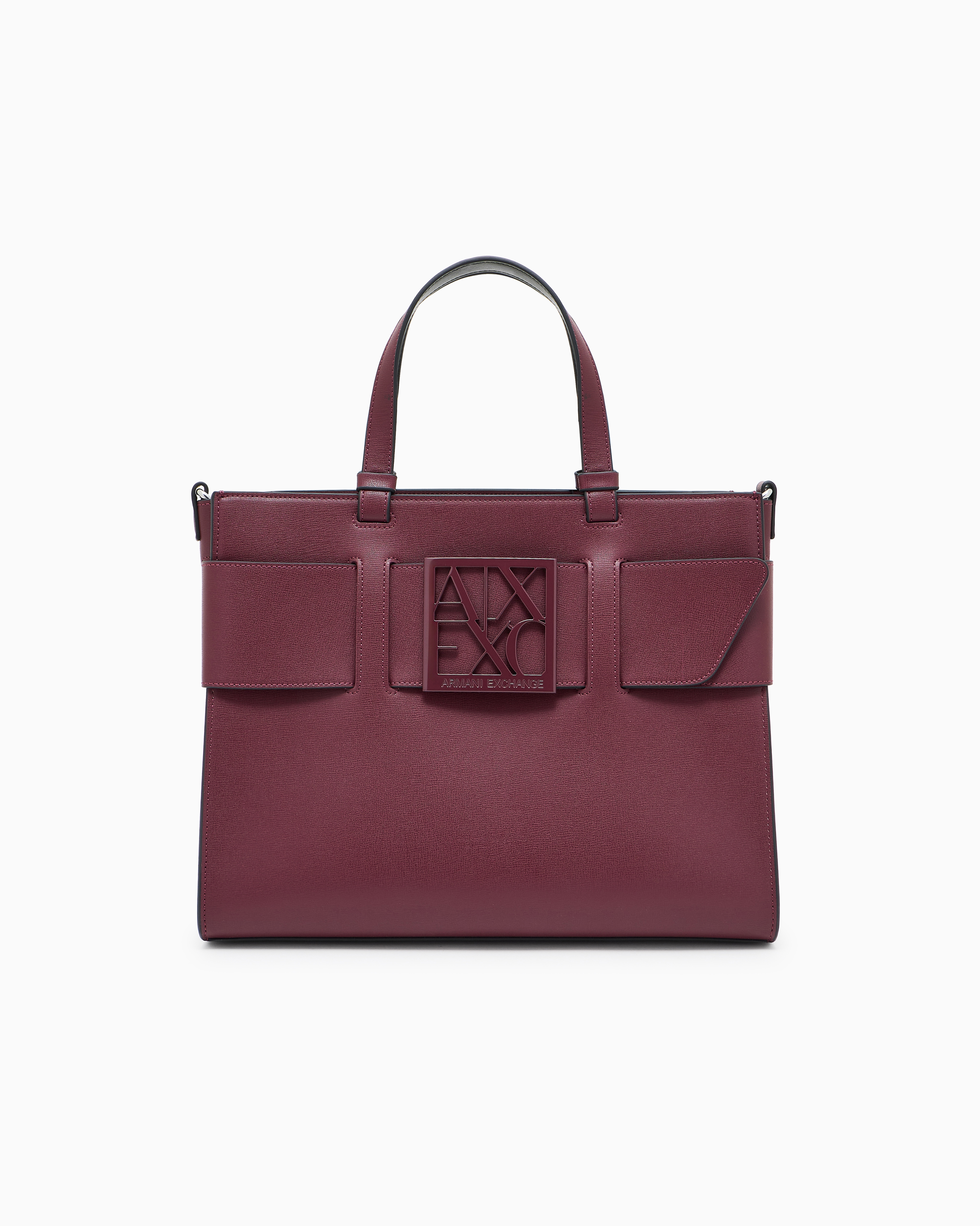 Armani Exchange Large Tote Bag With Double Handles And Shoulder Strap