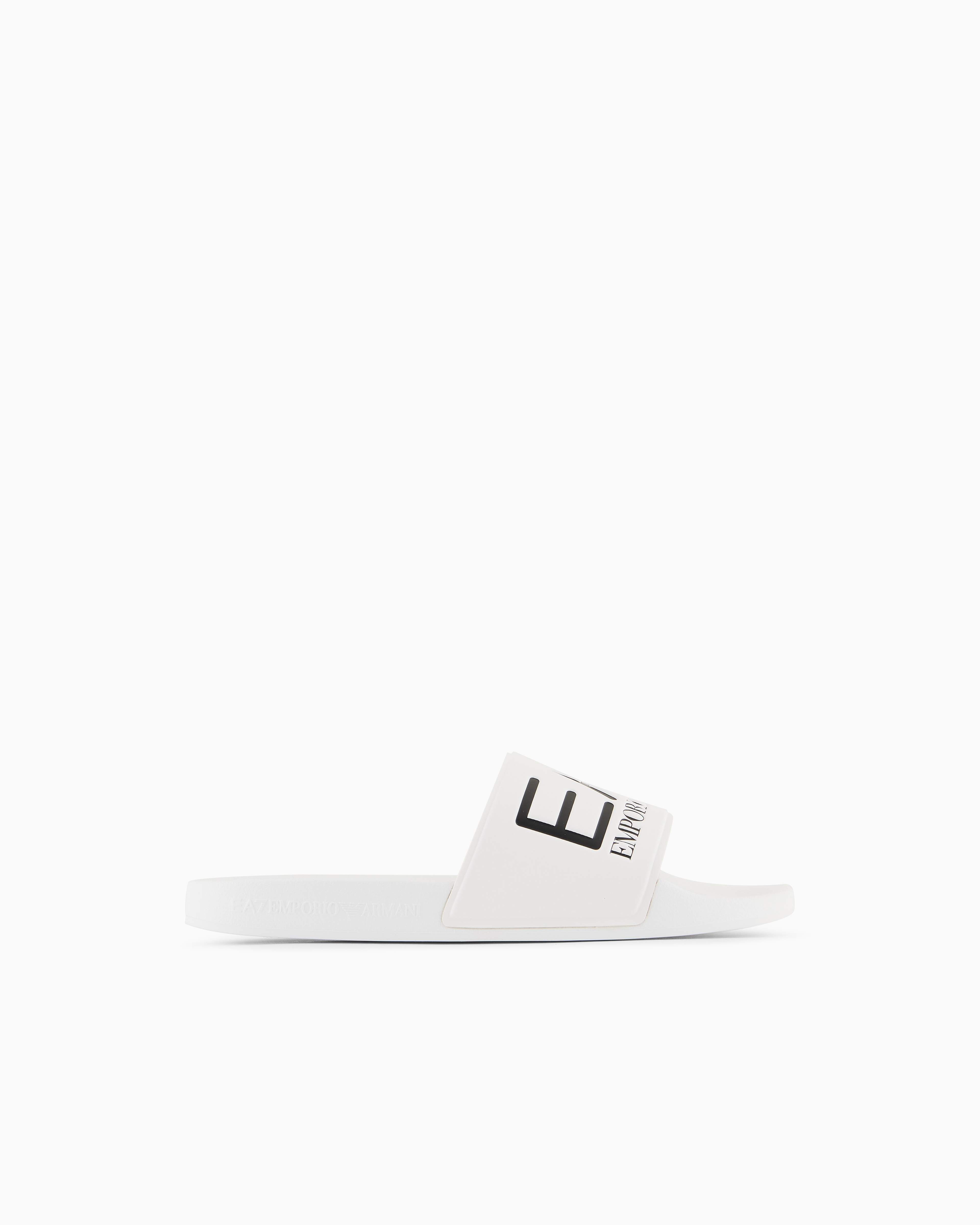Ea7 Unisex White Slides With Oversized Logo Size 43