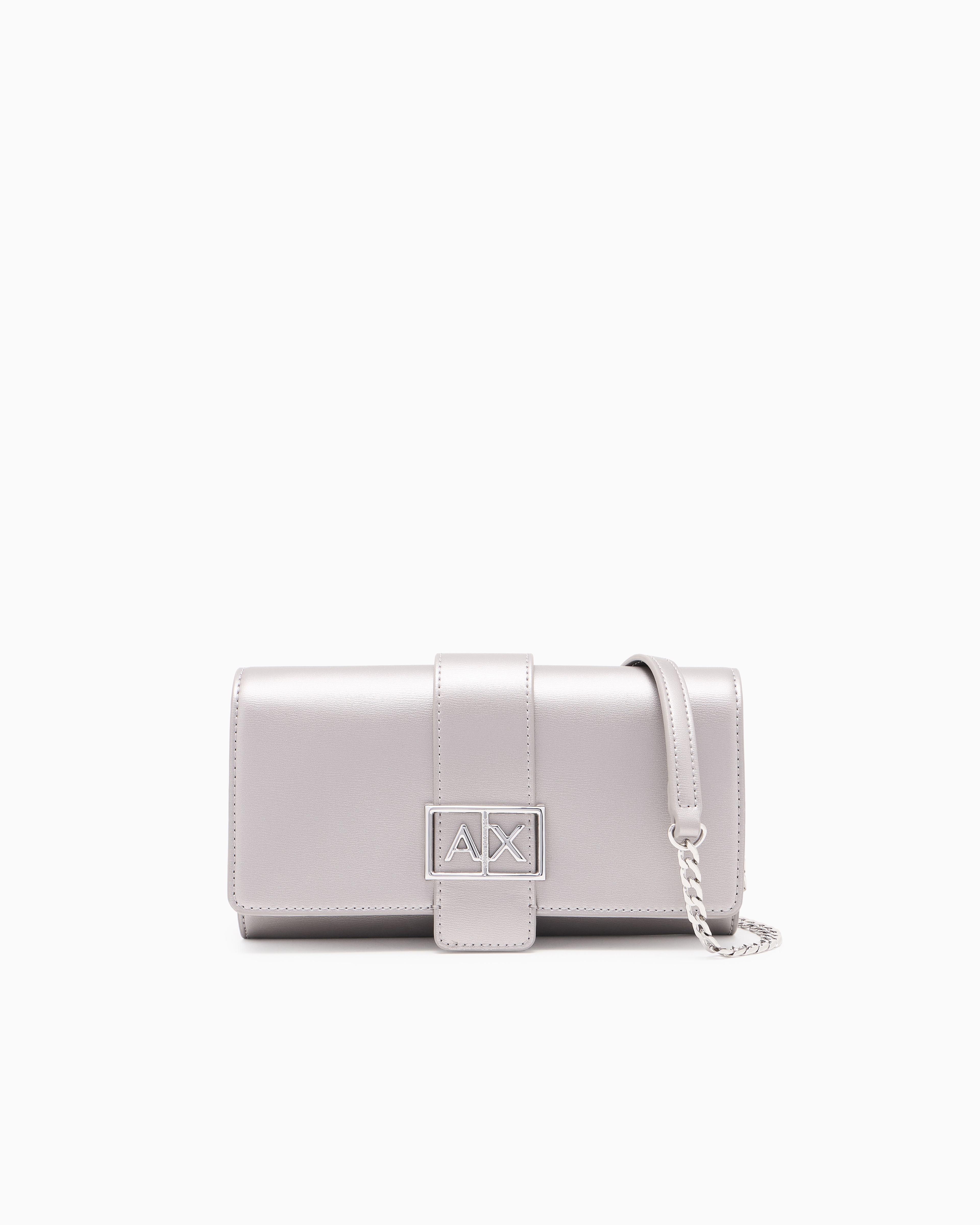 Armani Exchange Silver Wallet On Chain With Asv Logo Tu