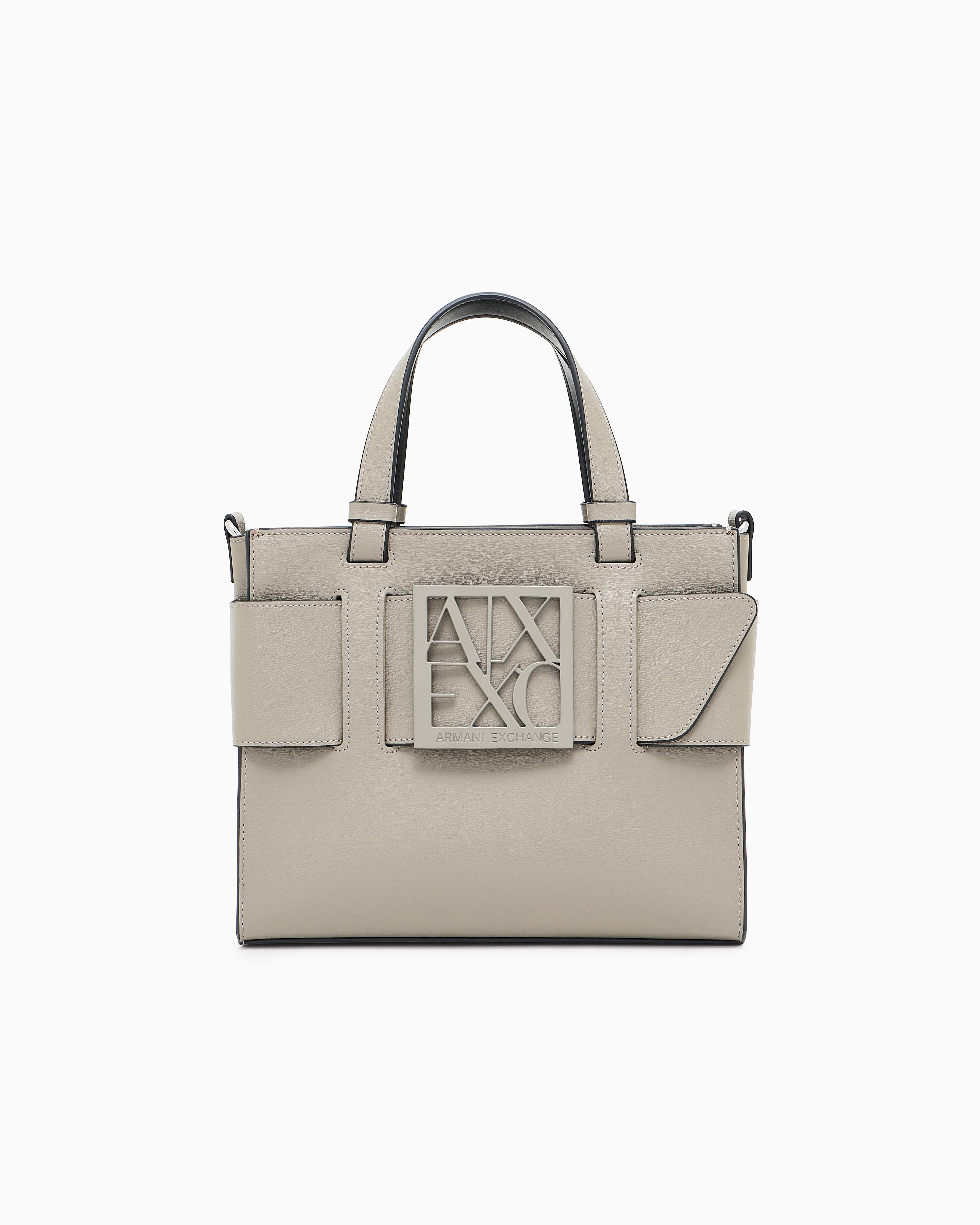 Armani Exchange Medium Tote Bag With Double Handles And Shoulder Strap