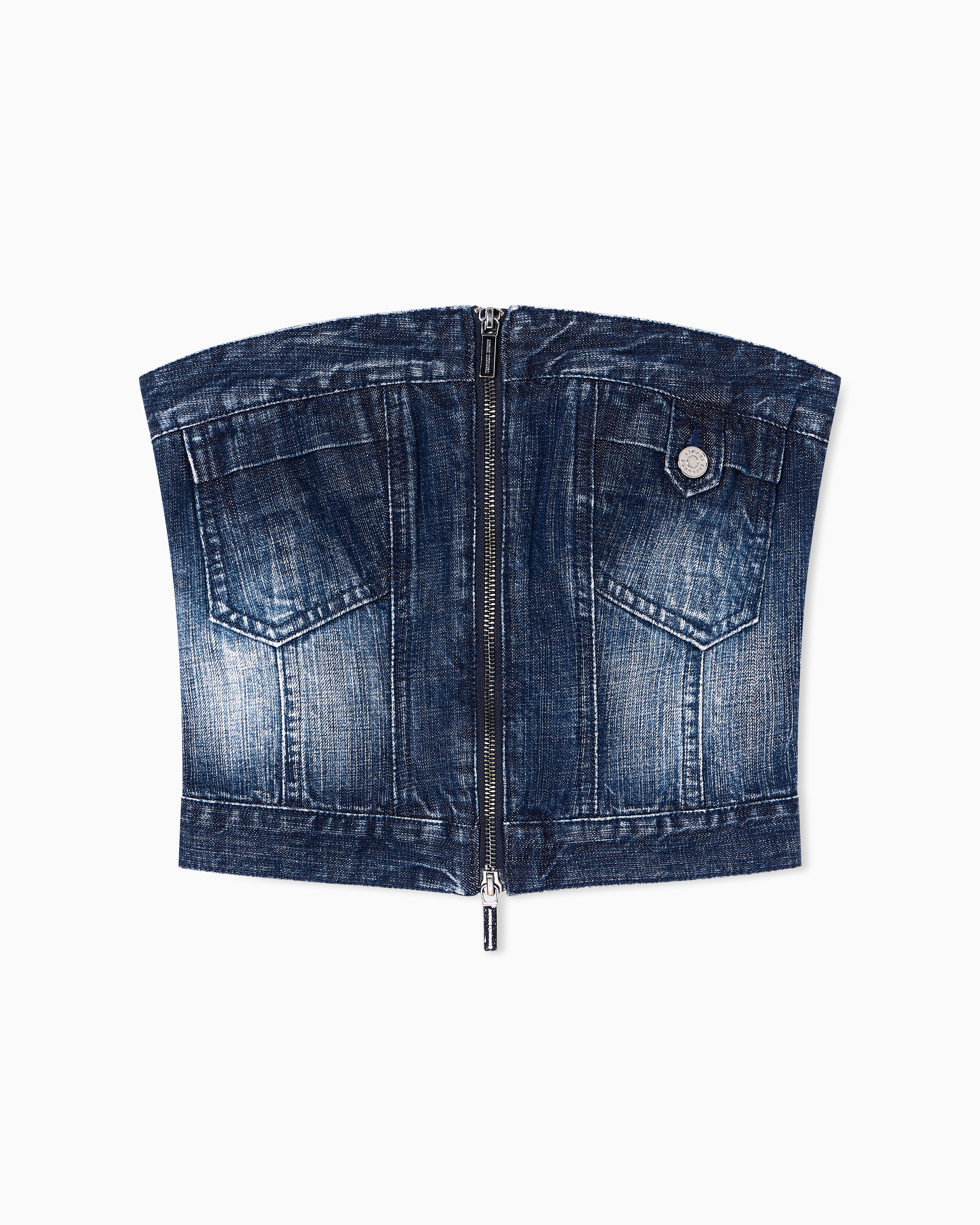 Armani Exchange - Indigo denim zip top, Woman, Blue, Size: S