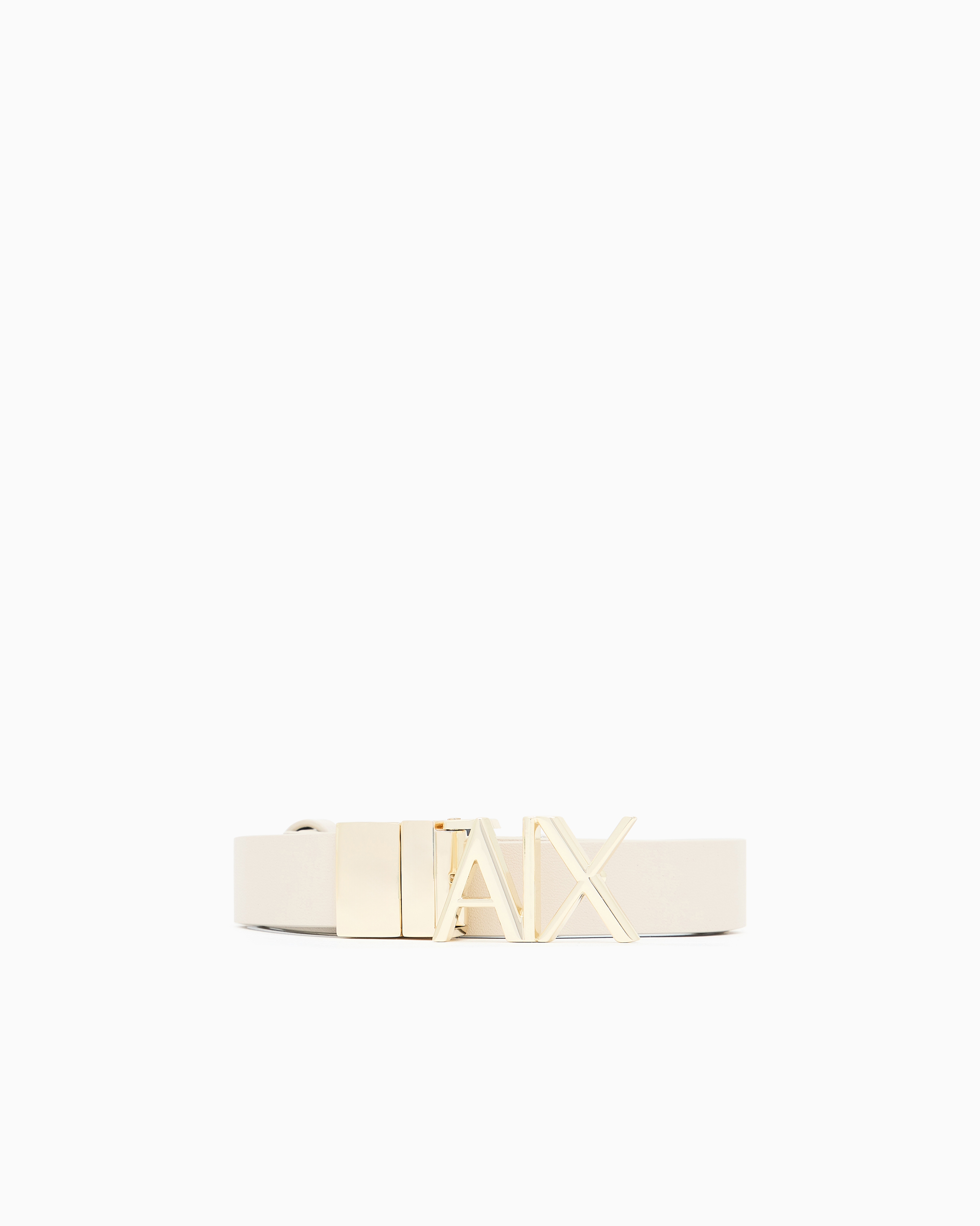 Minimalist leather belt with smooth finish and logo buckle