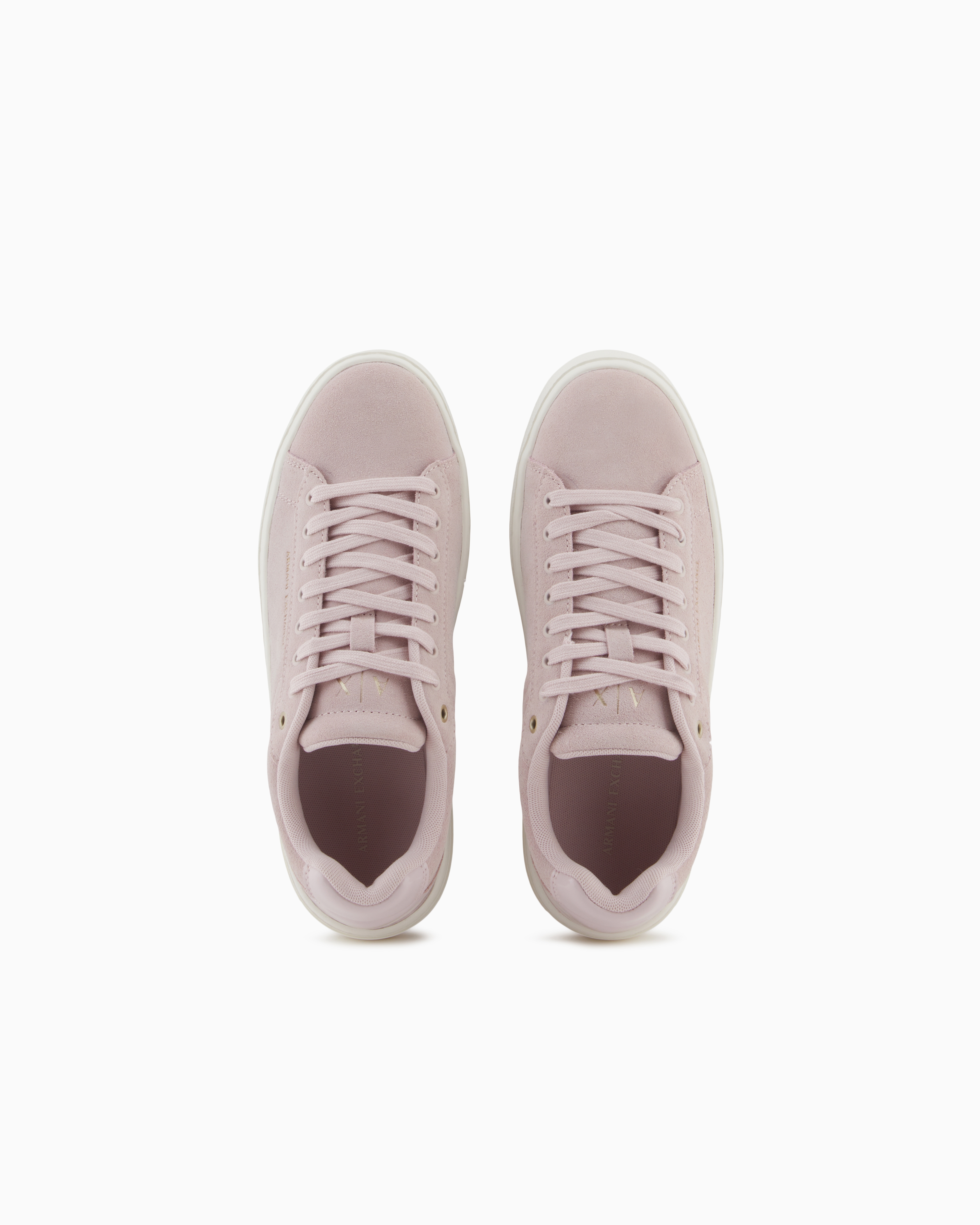 Armani Exchange Leather Sneakers With Embossed Details In Pink