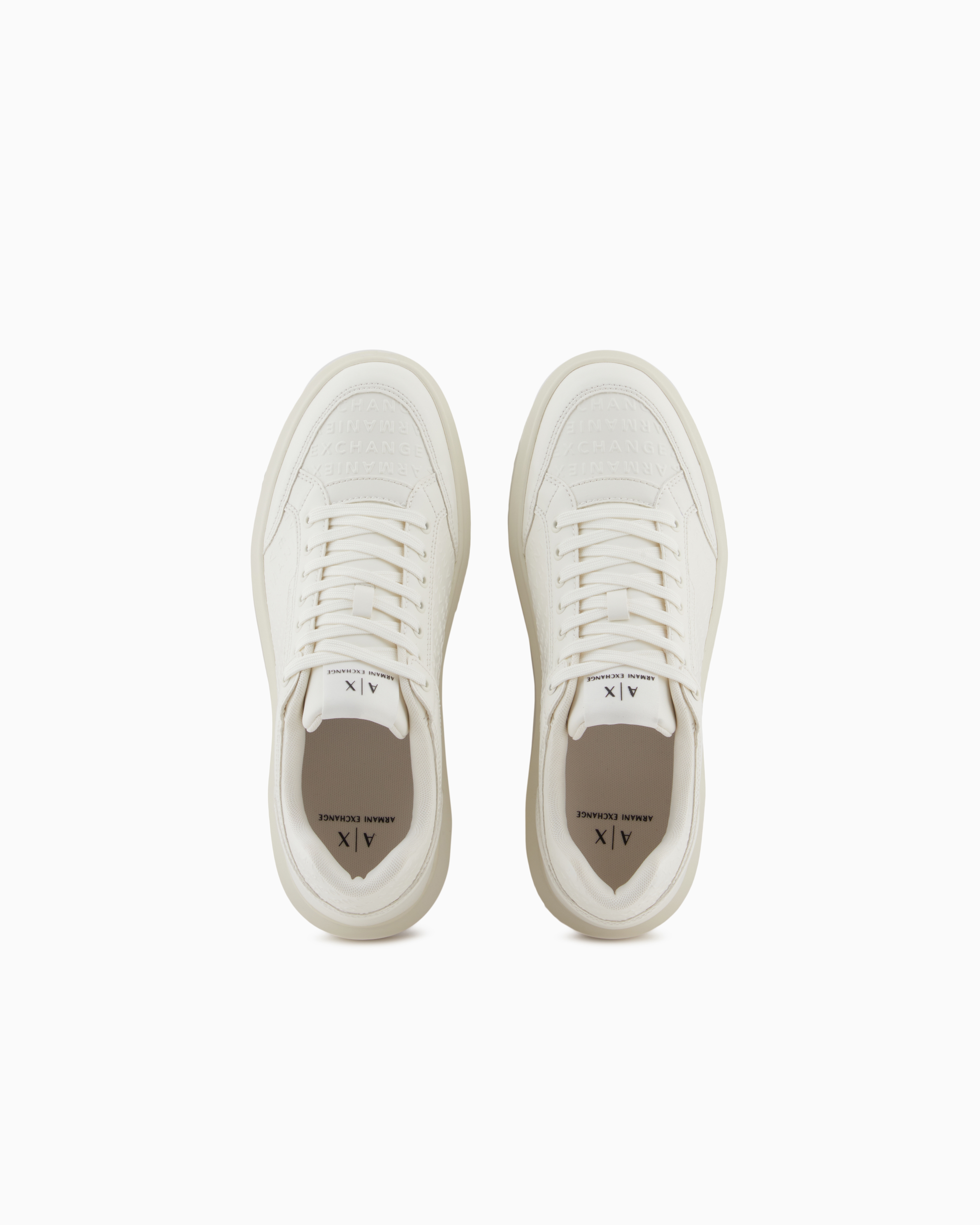 Armani Exchange Basic Sneakers With Stitching In Neutral