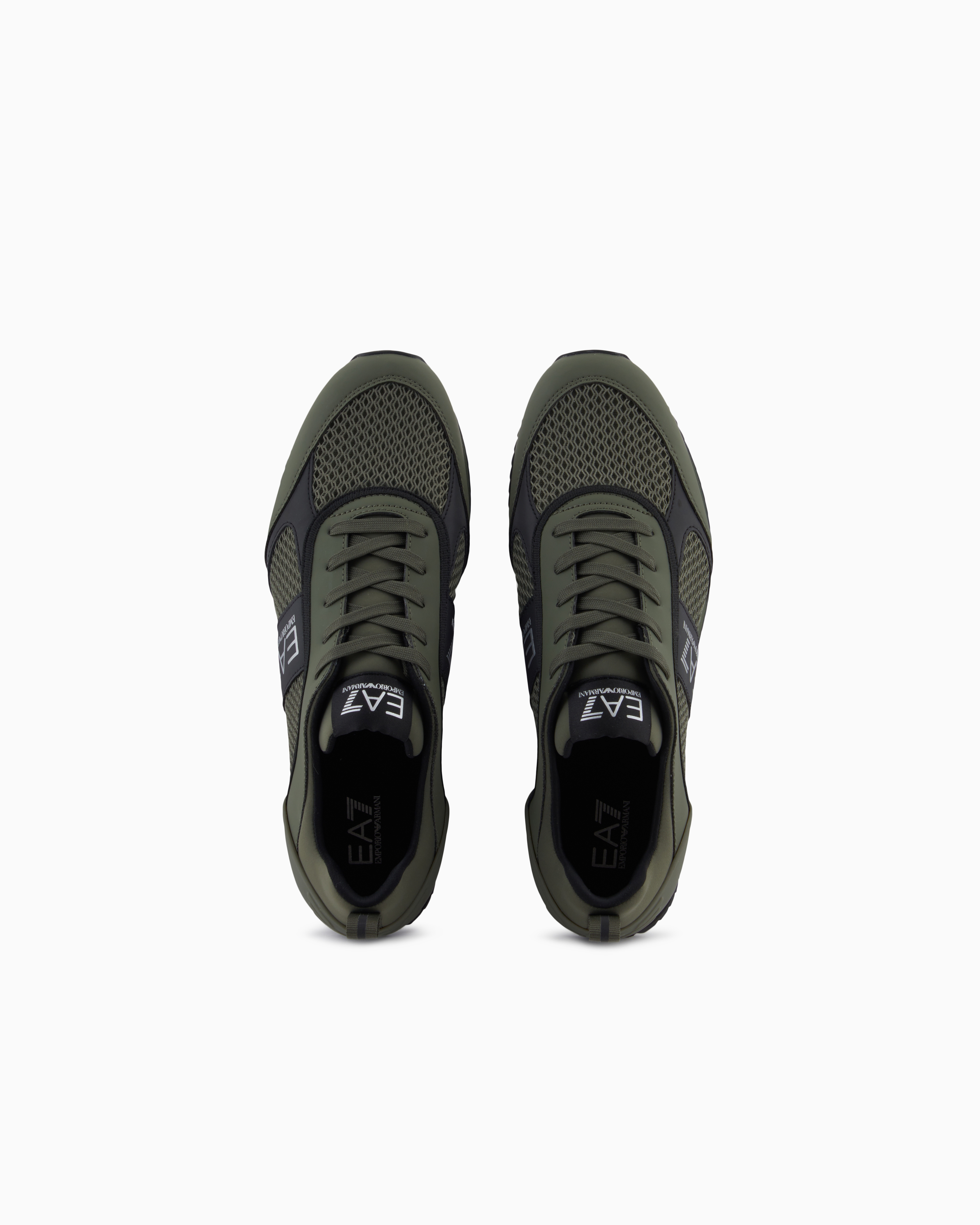 Ea7 Black And White Laces Sneakers In Green