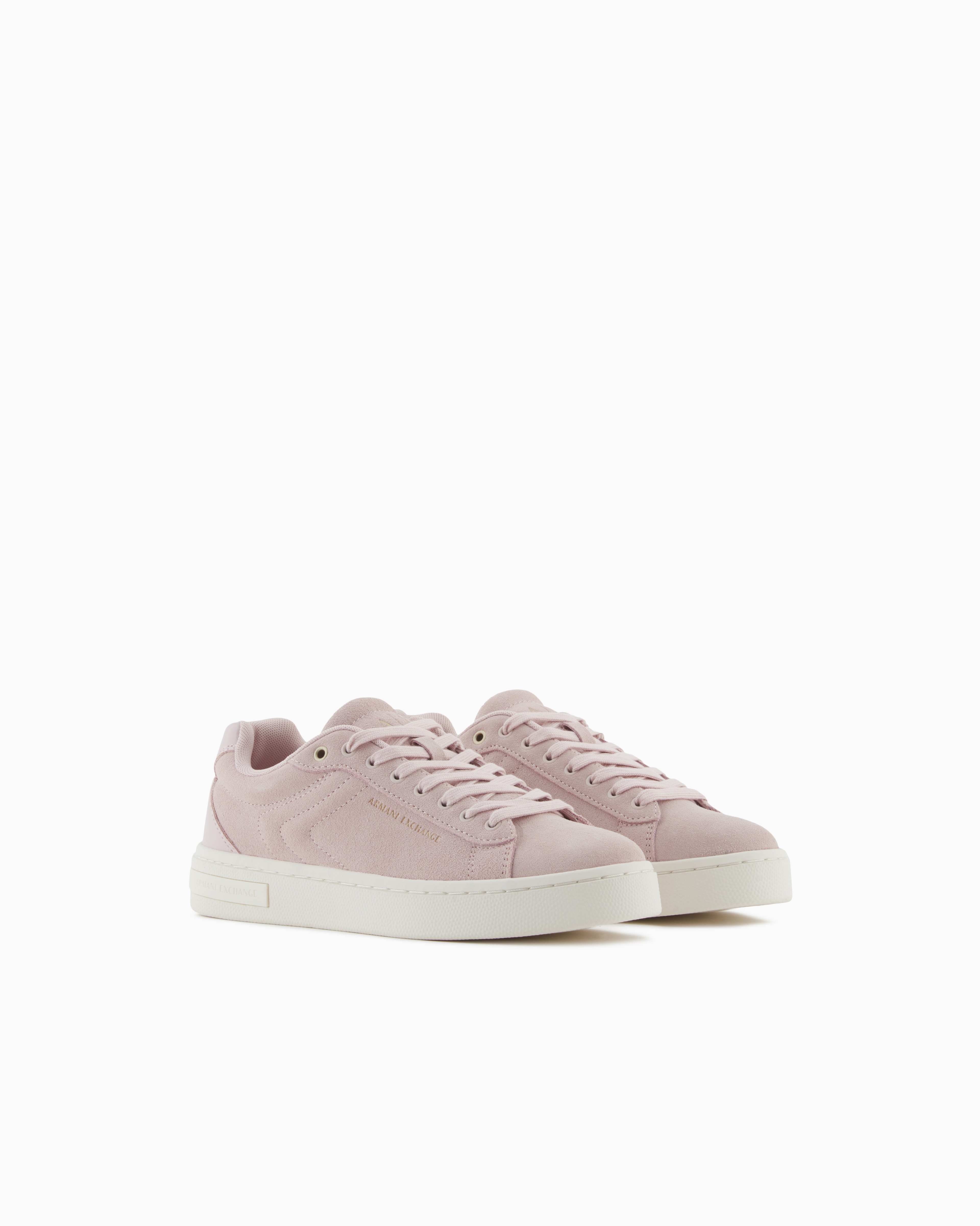 Armani Exchange Leather Sneakers With Embossed Details In Pink