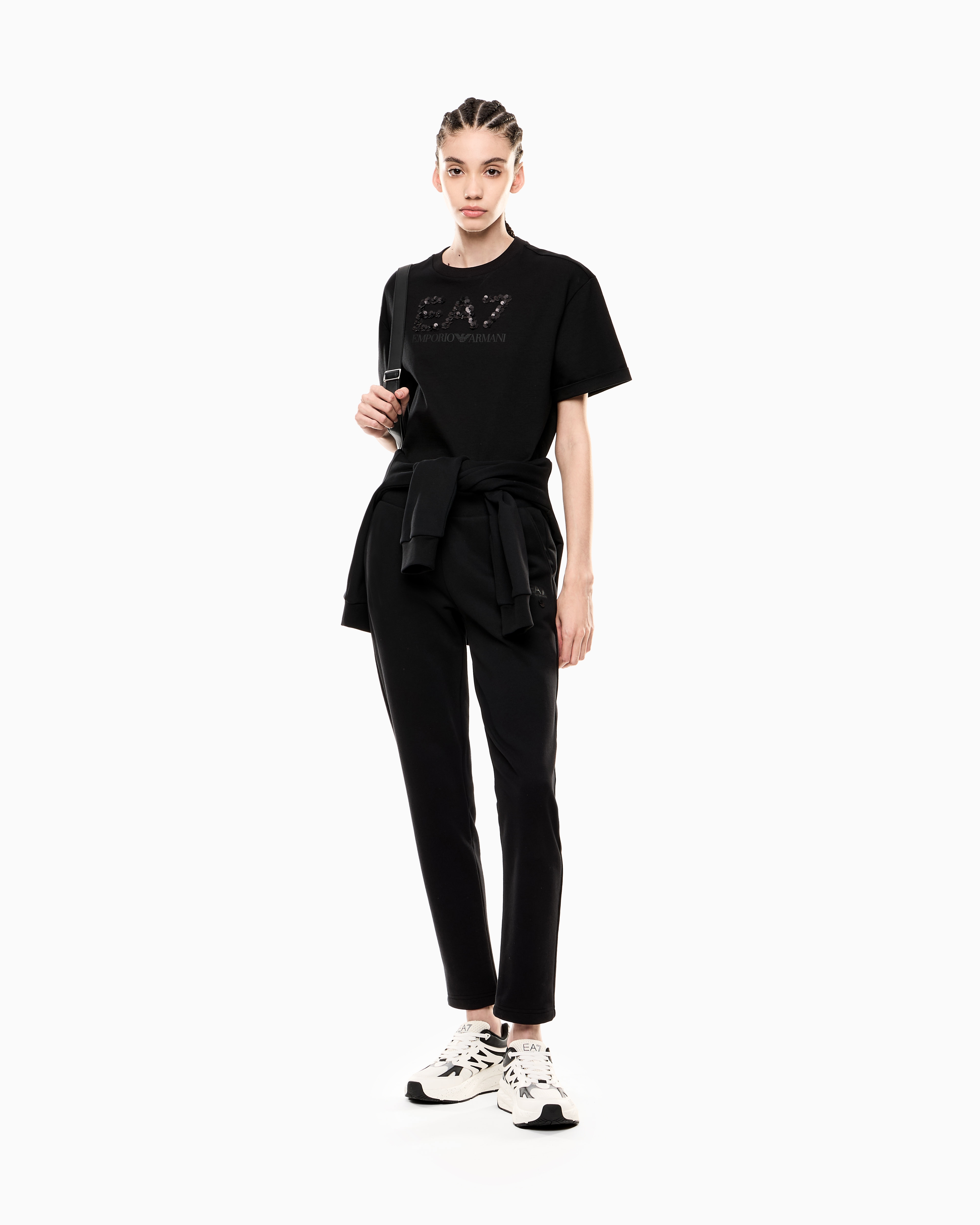 Ea7 Pantalon Logo Series En Coton Mélangé