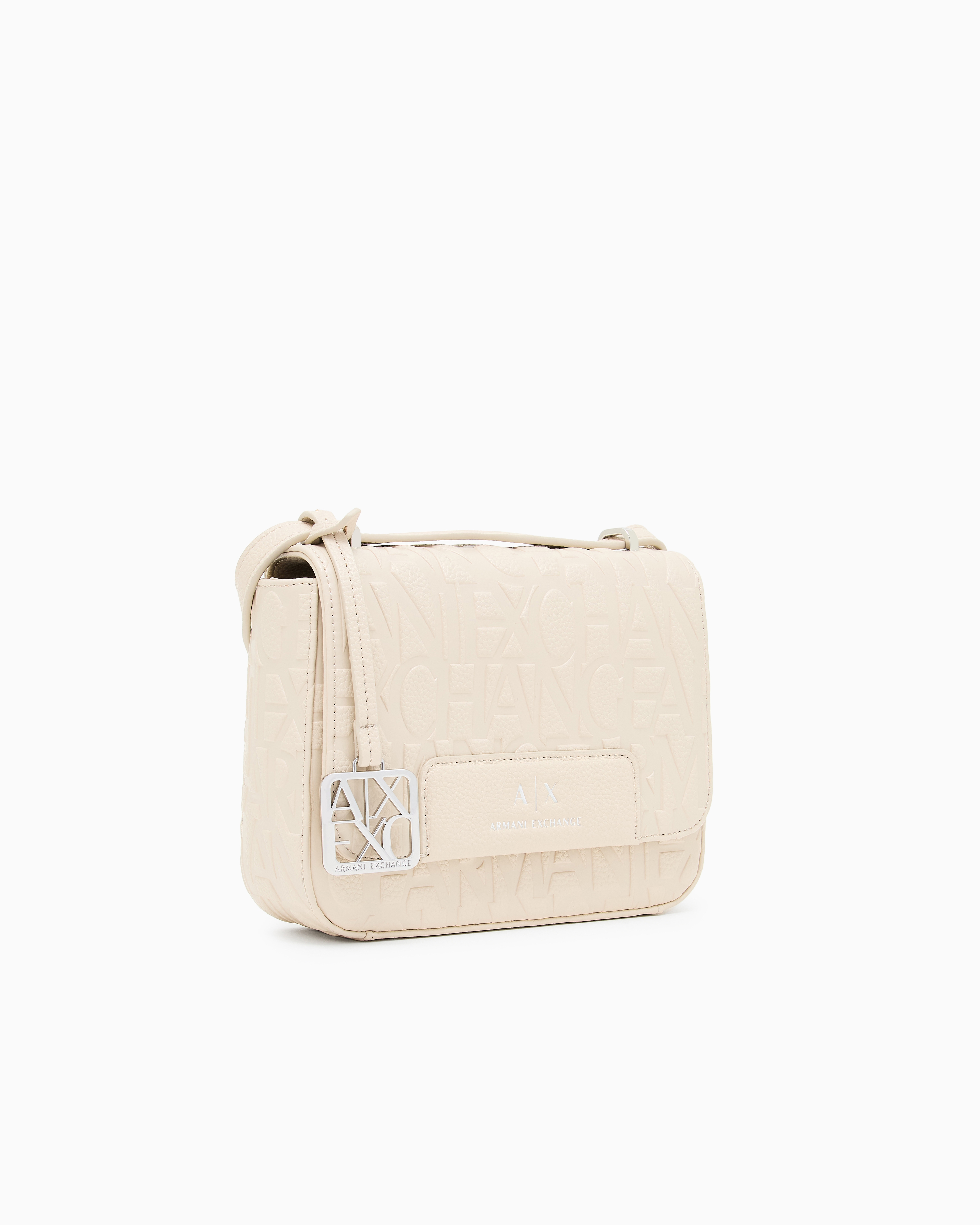 Armani Exchange - Allover logo shoulder bag, Woman, Beige, Size: TU