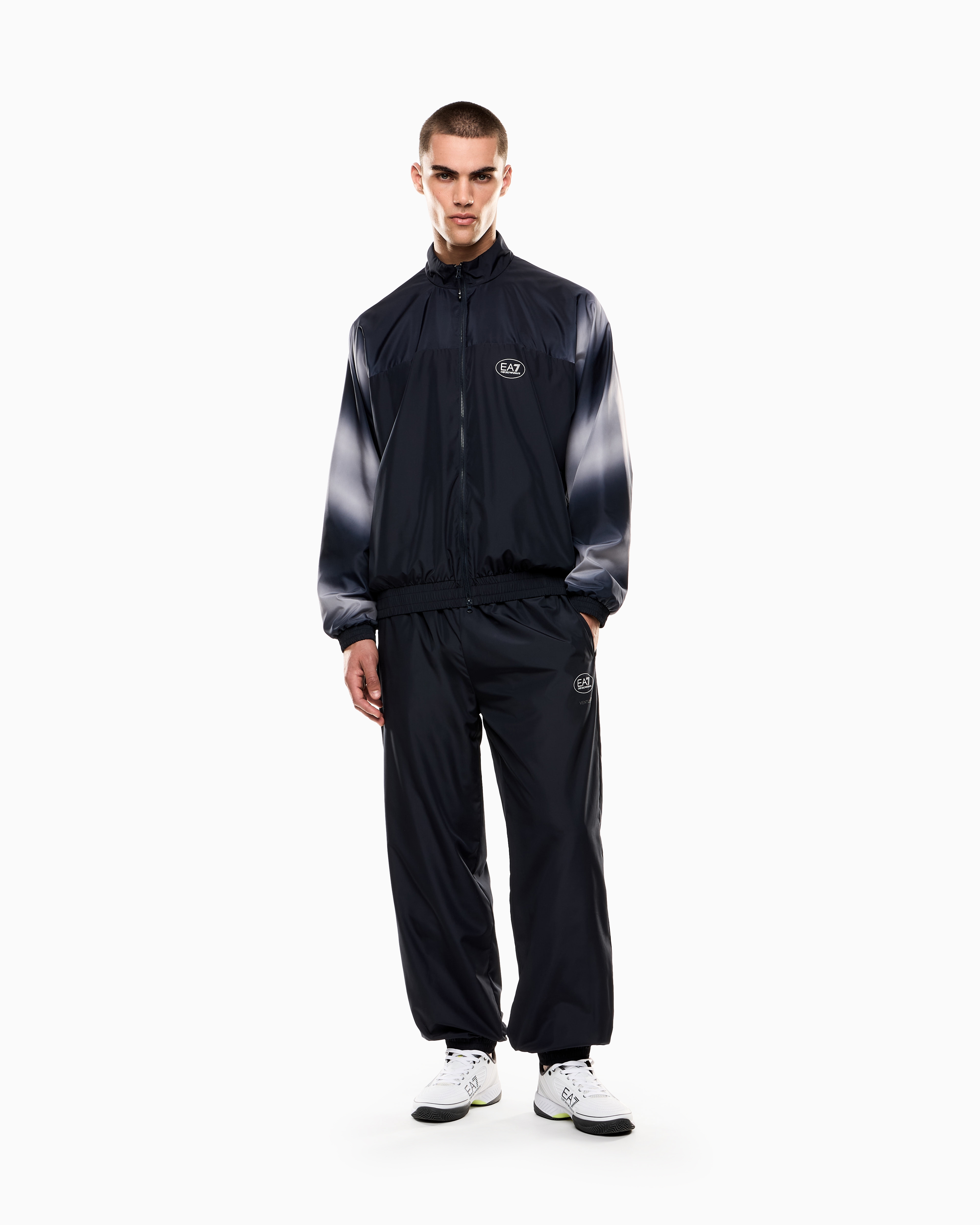 Ea7 Tennis Pro Tracksuit In Ventus7 Technical Fabric With Print In Blue
