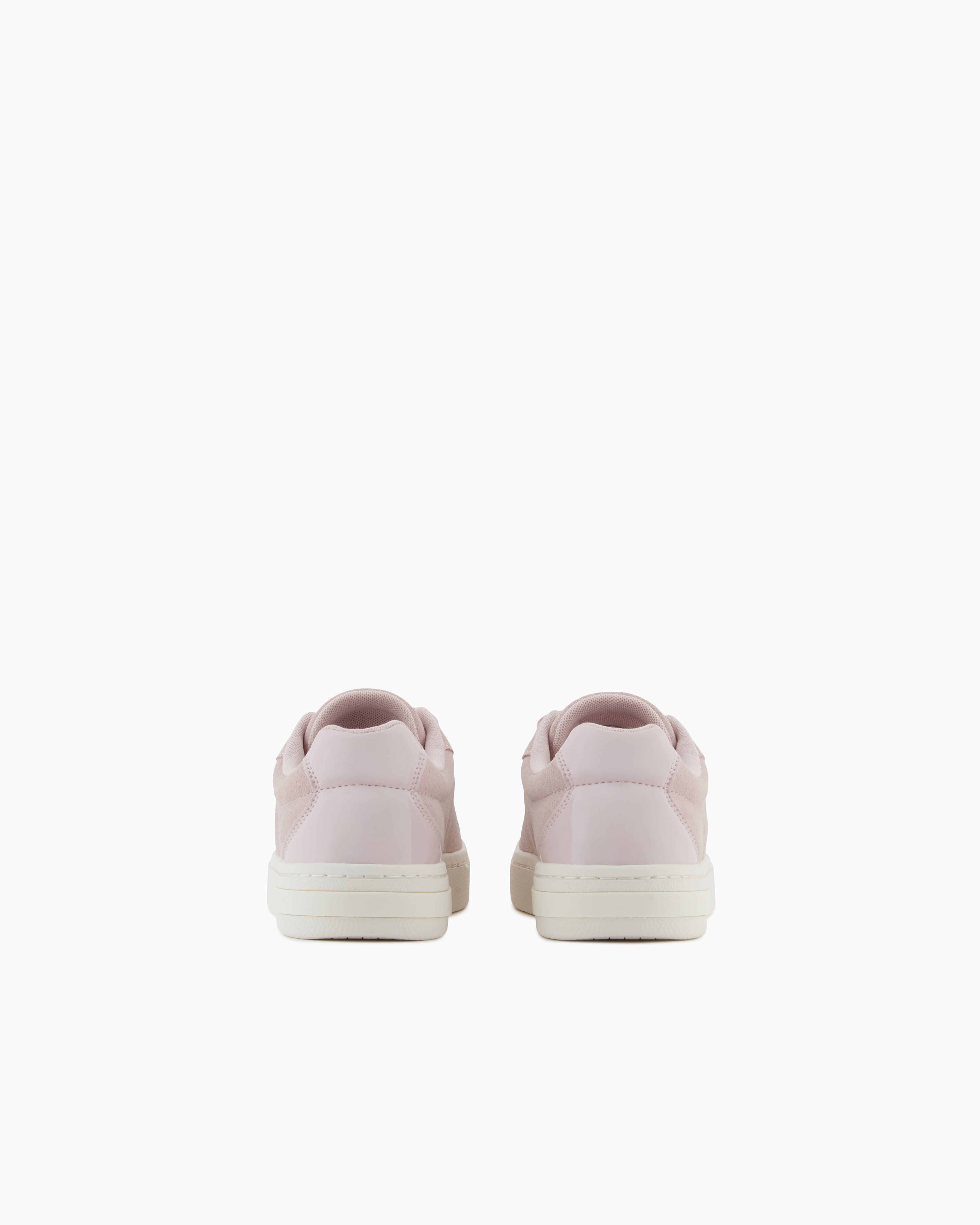 Armani Exchange Leather Sneakers With Embossed Details In Pink