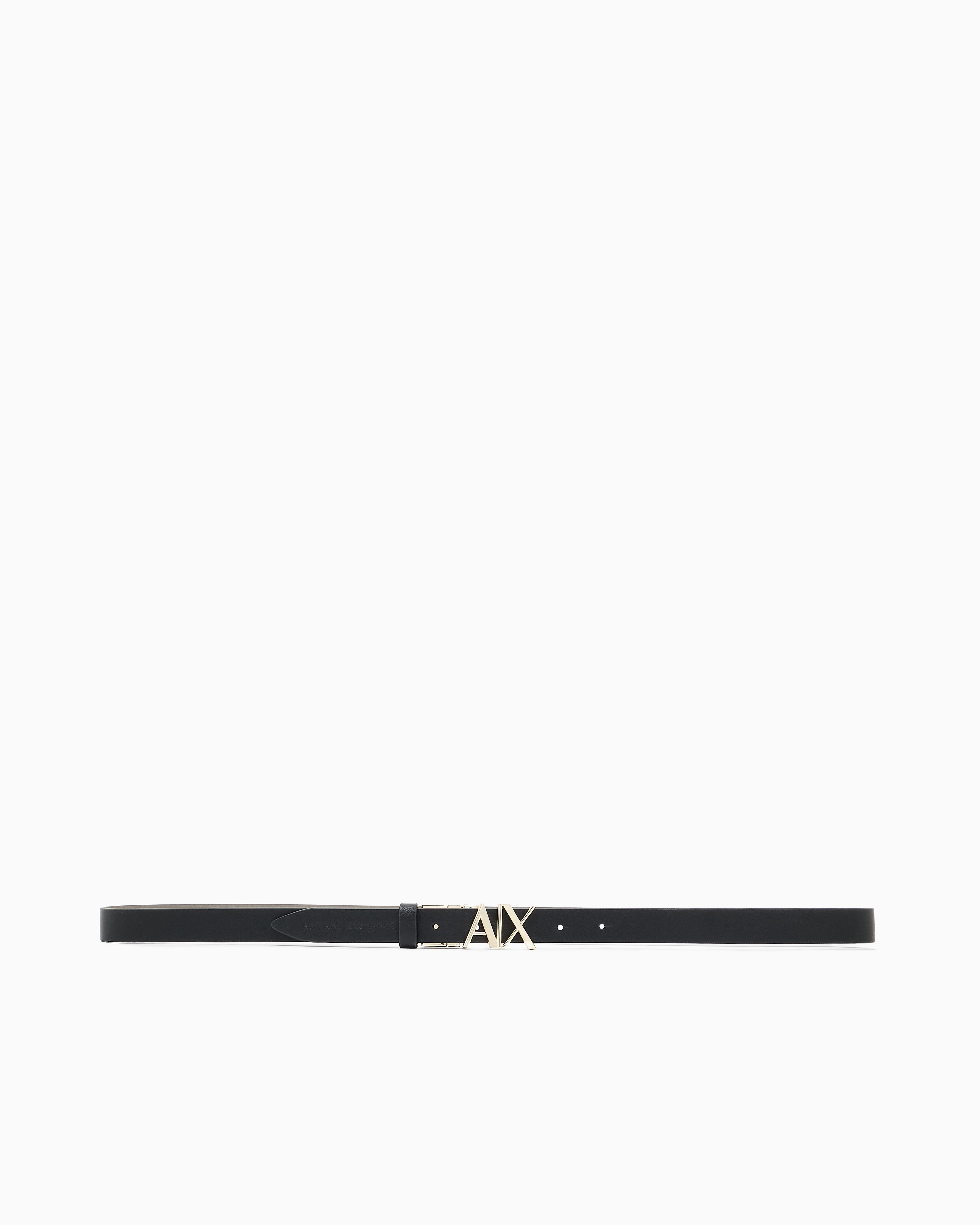 Armani Exchange - Reversible belt with gold logo, Woman, Black, Size: TU