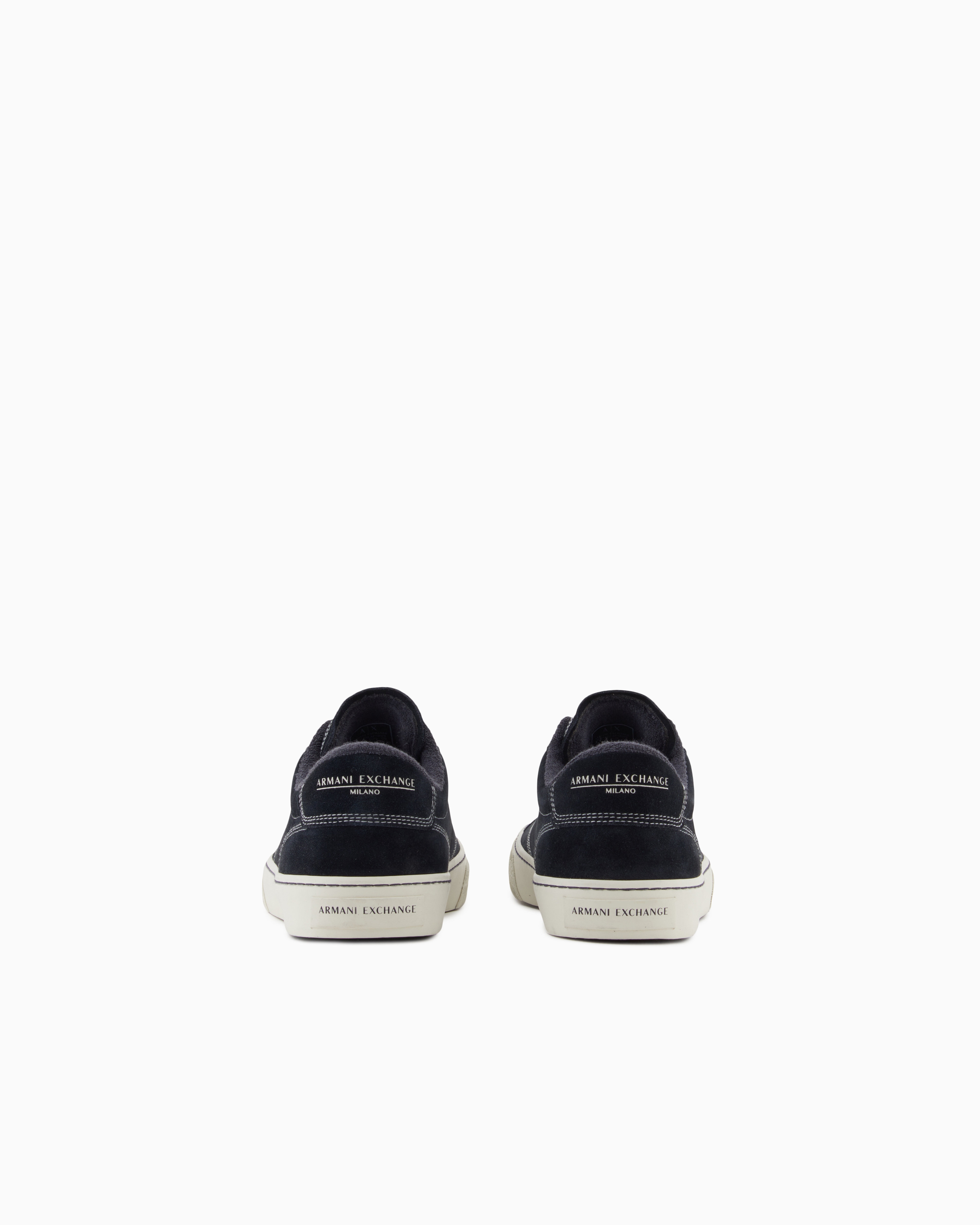 Armani Exchange - Leather sneakers with stitching, Man, Navy Blue, Size: