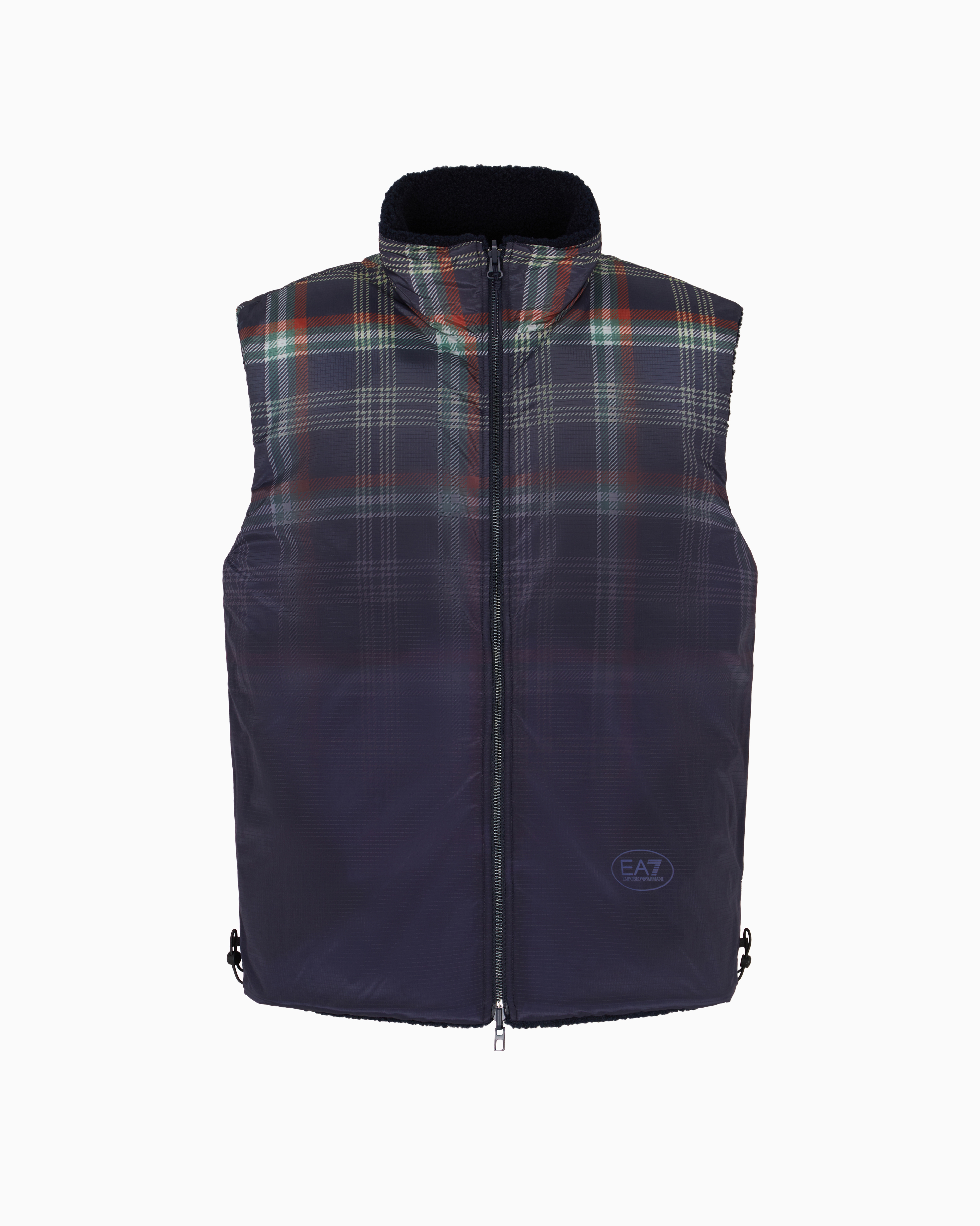Ea7 Golf Club Reversible Gilet In Nylon And Teddy-effect Fabric In Blue
