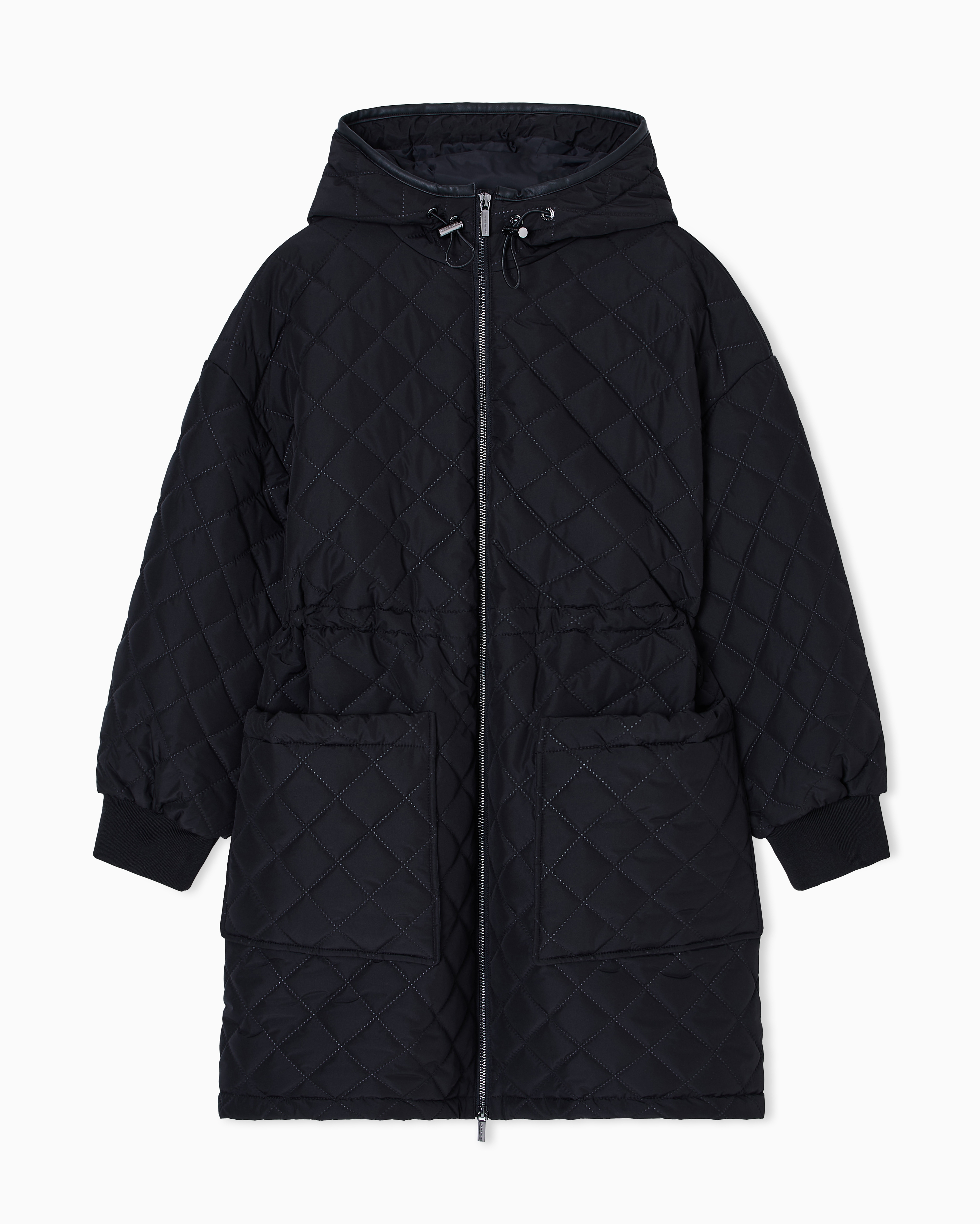 Armani Exchange Black Parka With Diamond Quilted Hood Large
