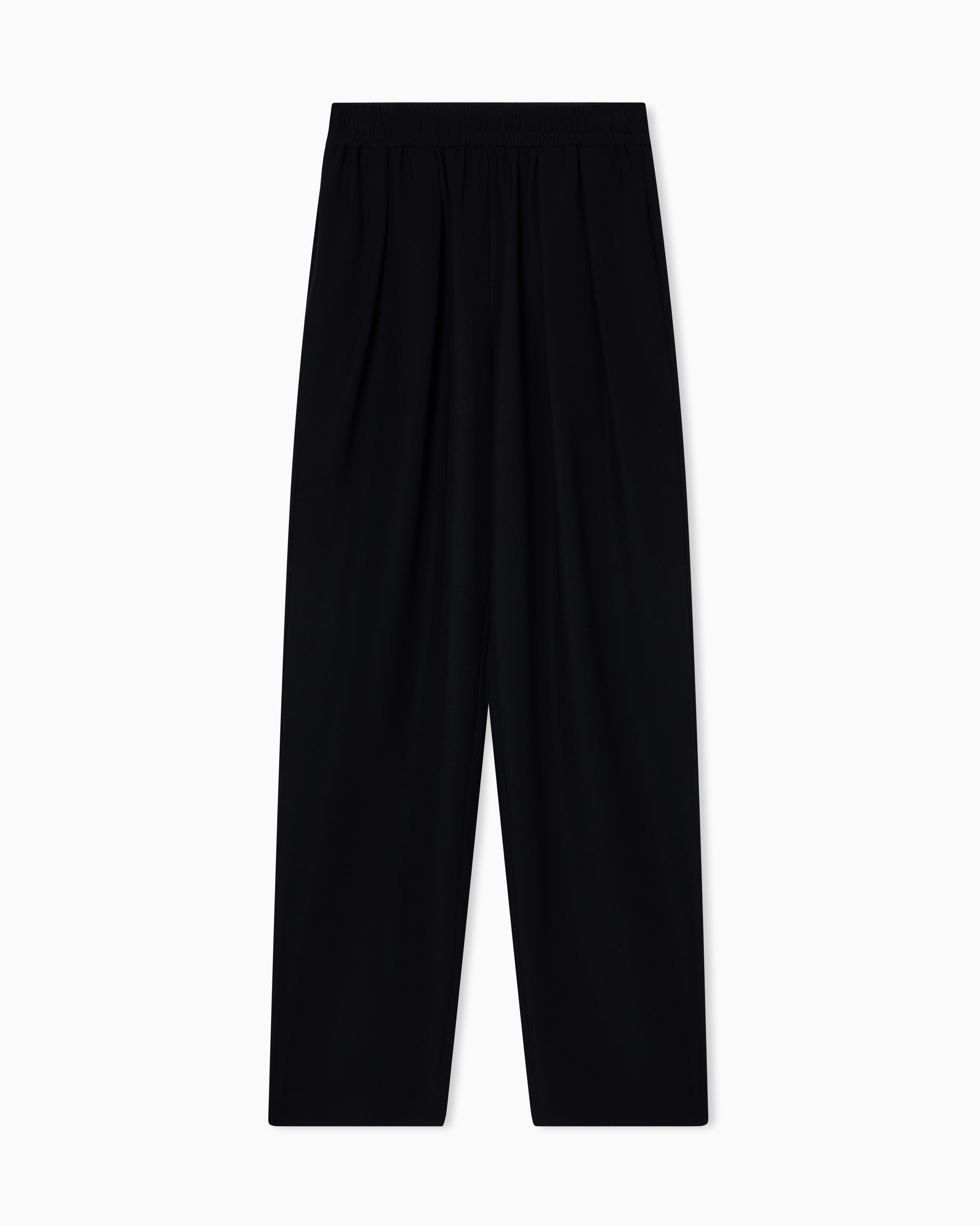 Emporio Armani Black Technical-Cady Trousers With Elasticated Waistband Size 38