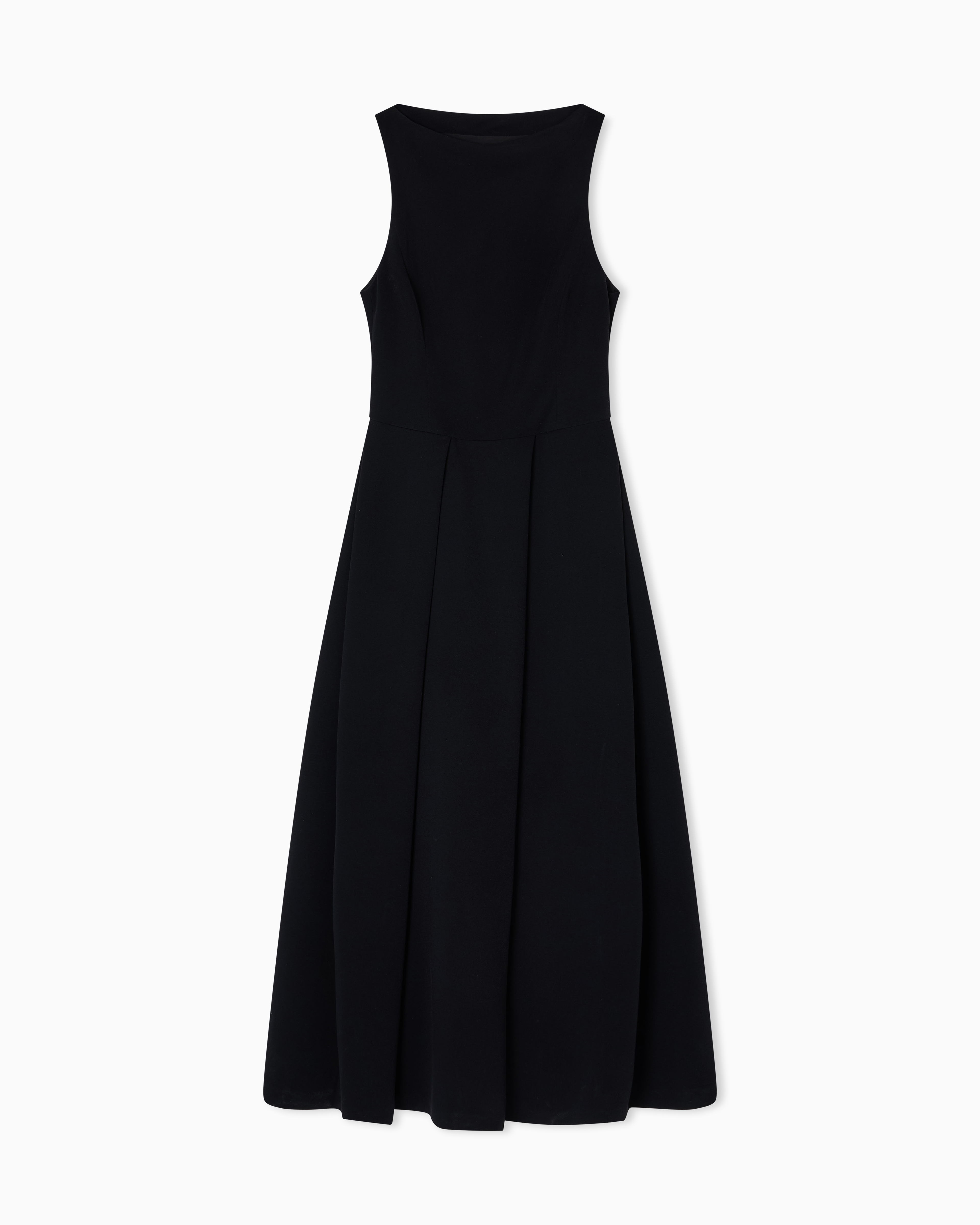 Emporio Armani Robe Sans Manche Avec Plis En Cady Technique In Black