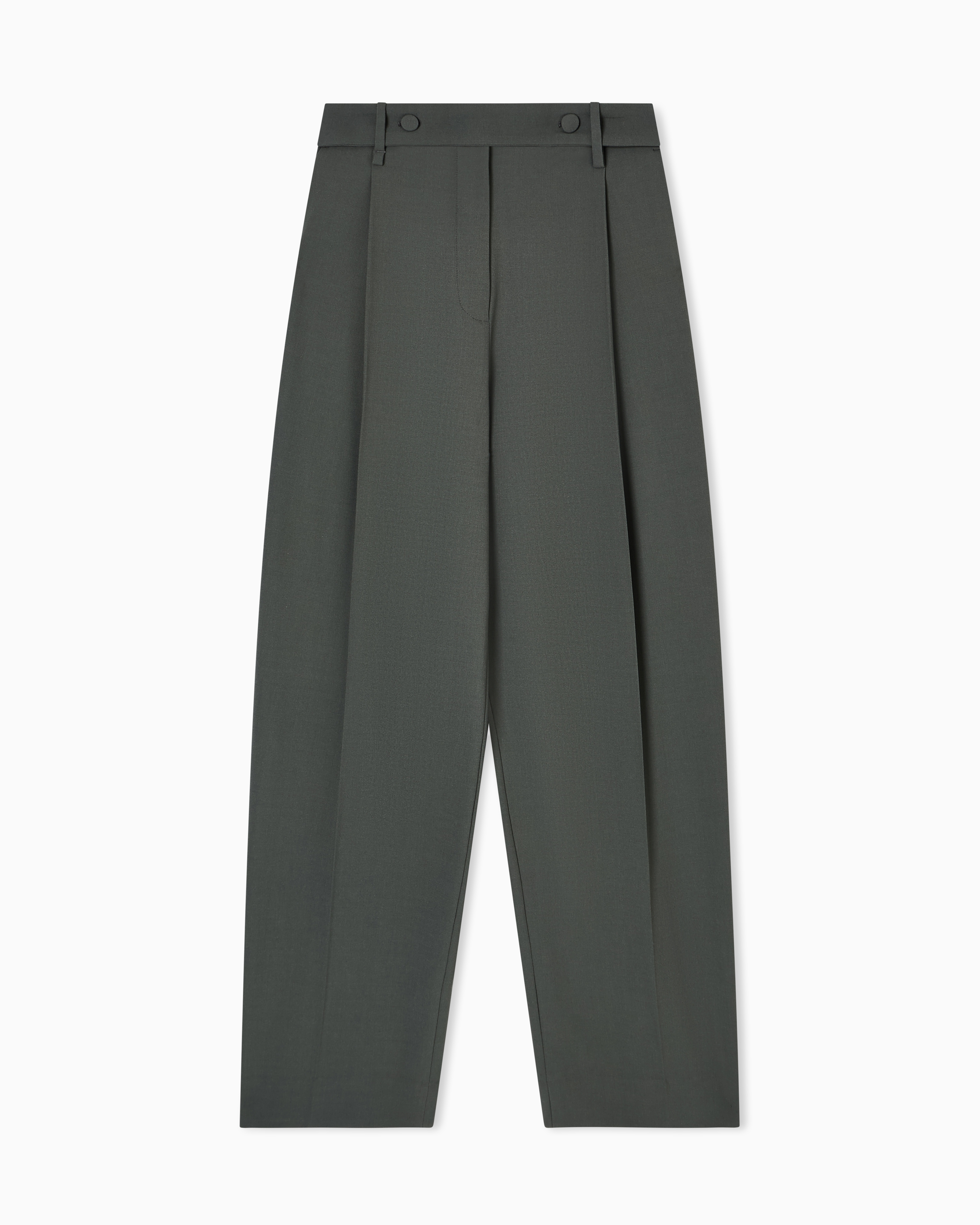 Emporio Armani Barathea Wool Trousers With A Belt In Green