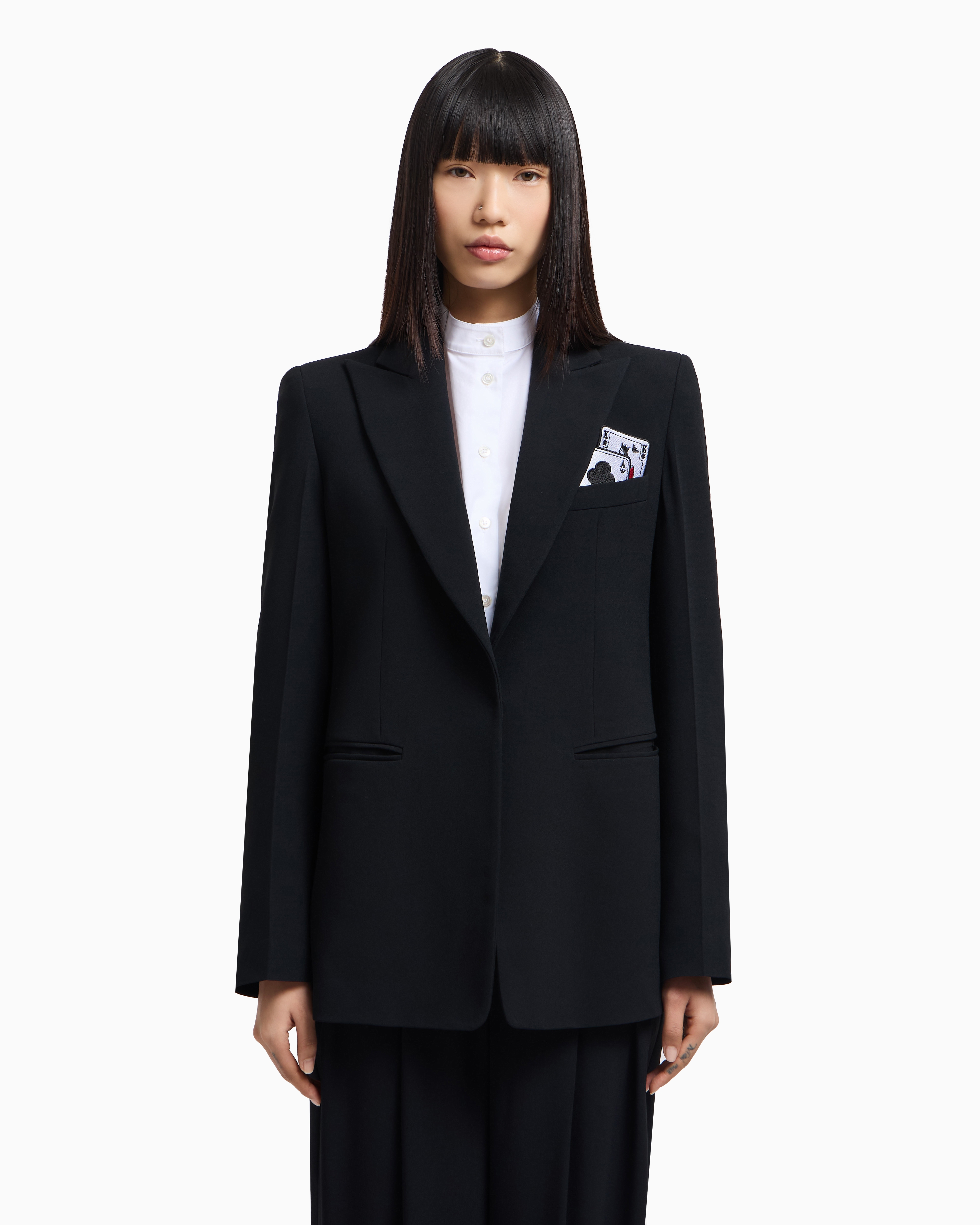 Single-breasted blazer in envers satin with Jeu de Cartes