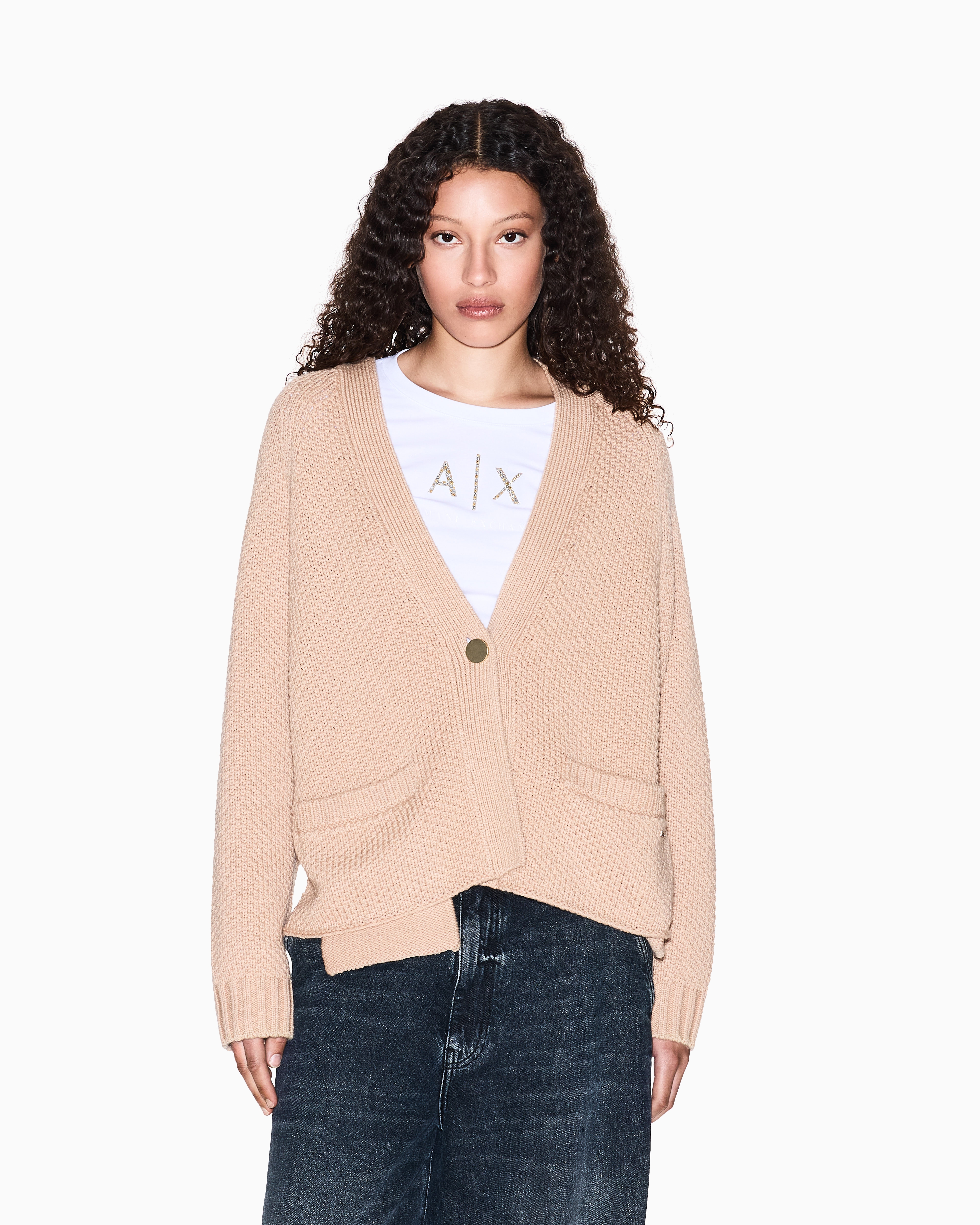 ARMANI COLLEZIONI ブラック ロングカーディガン コート ニット ロング ニットカーディガン レディース[品番：AGCW0003328