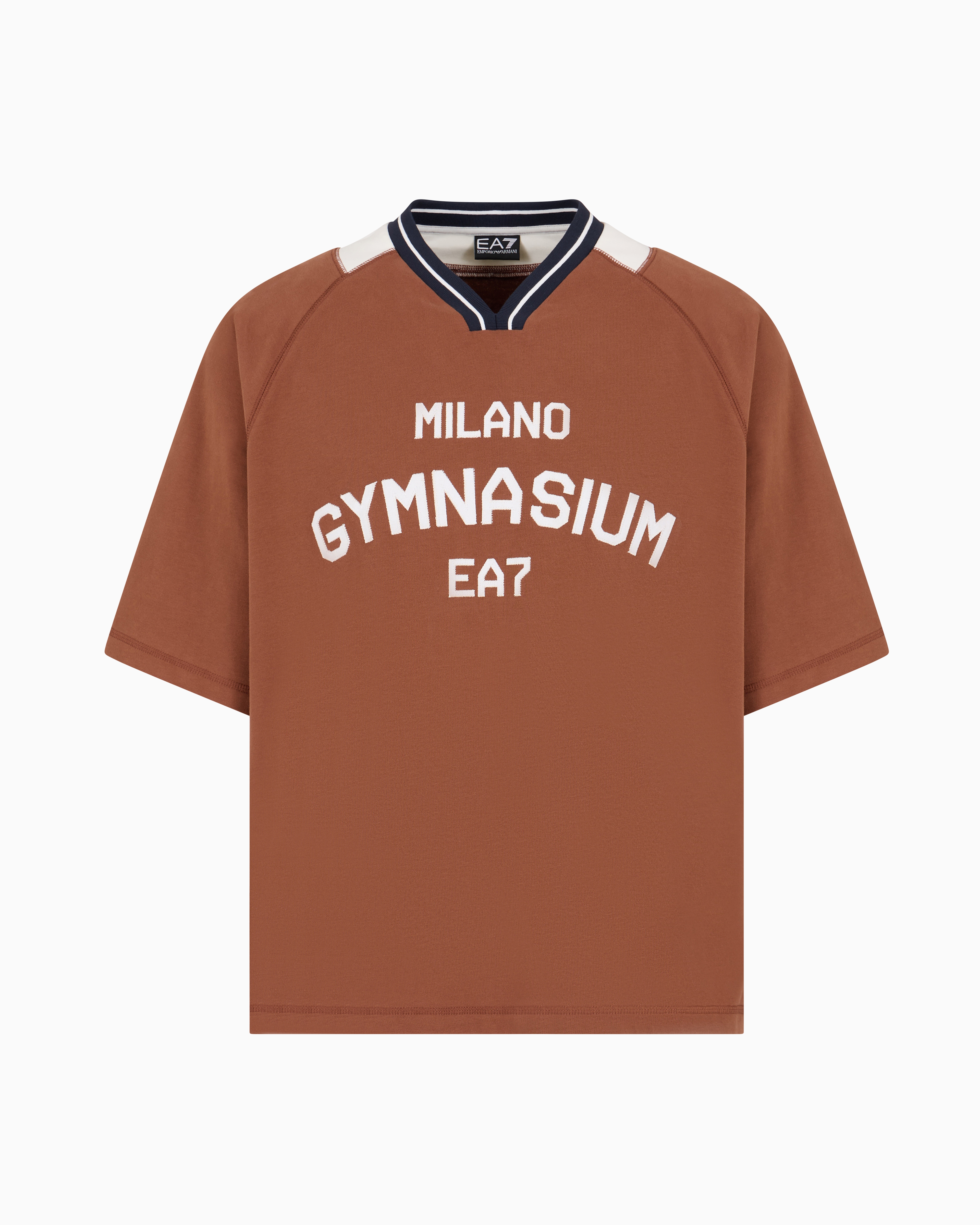Ea7 Brown Club House Cotton Jersey T-Shirt Extra Large