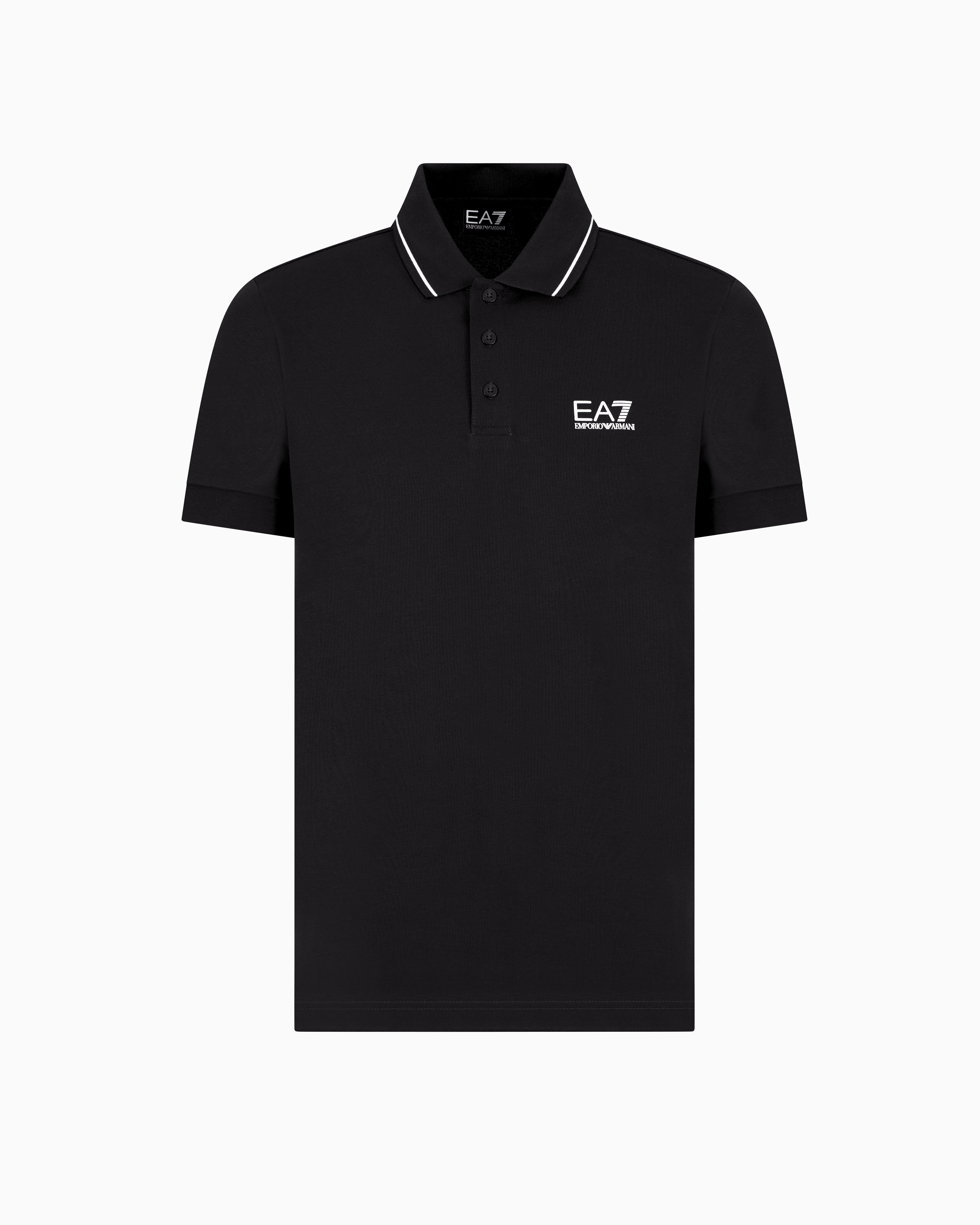 Ea7 Black Core Identity Stretch-Cotton Piqué Polo Shirt Xxl