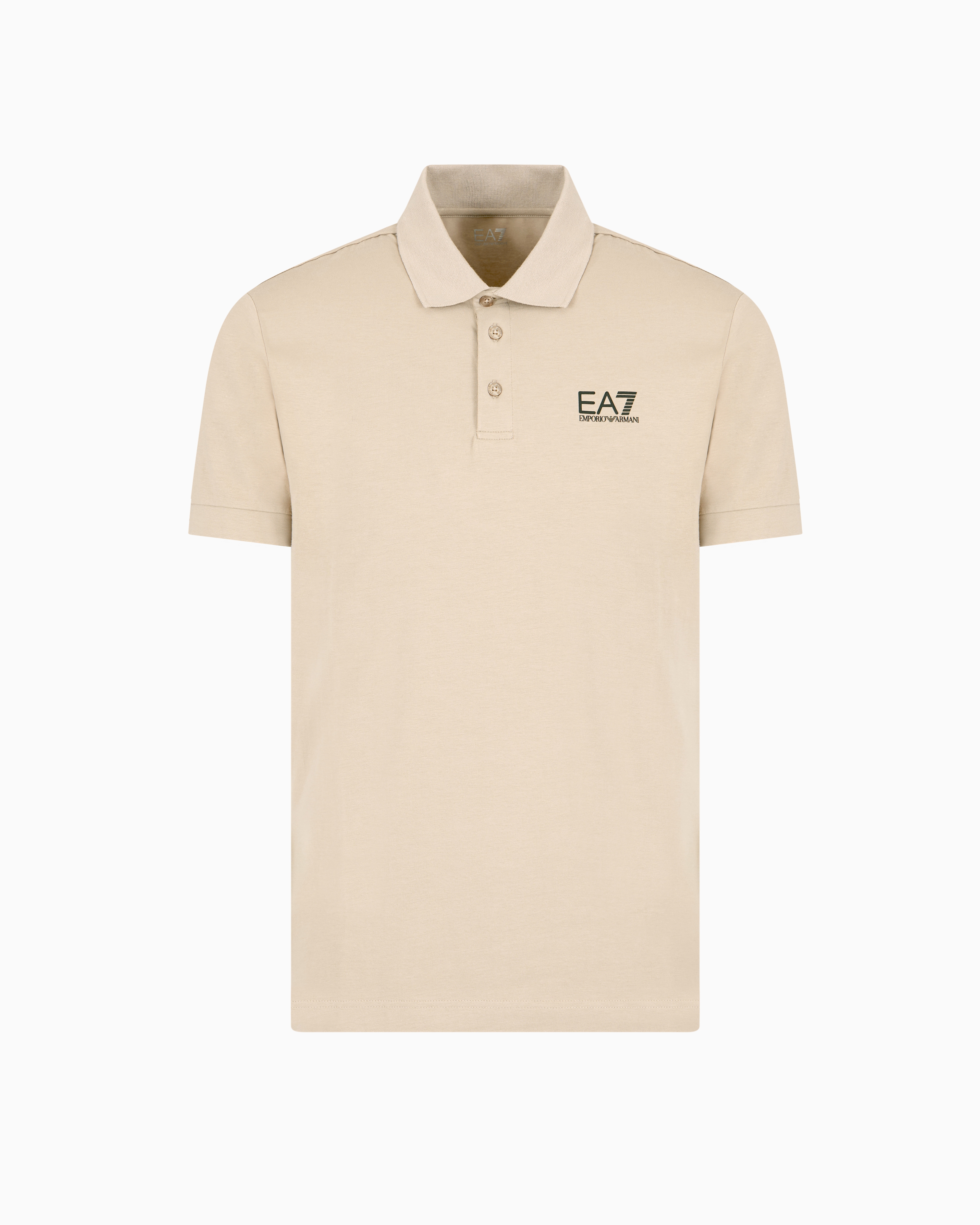 Ea7 Beige Core Identity Stretch-Cotton Polo Shirt 3XL