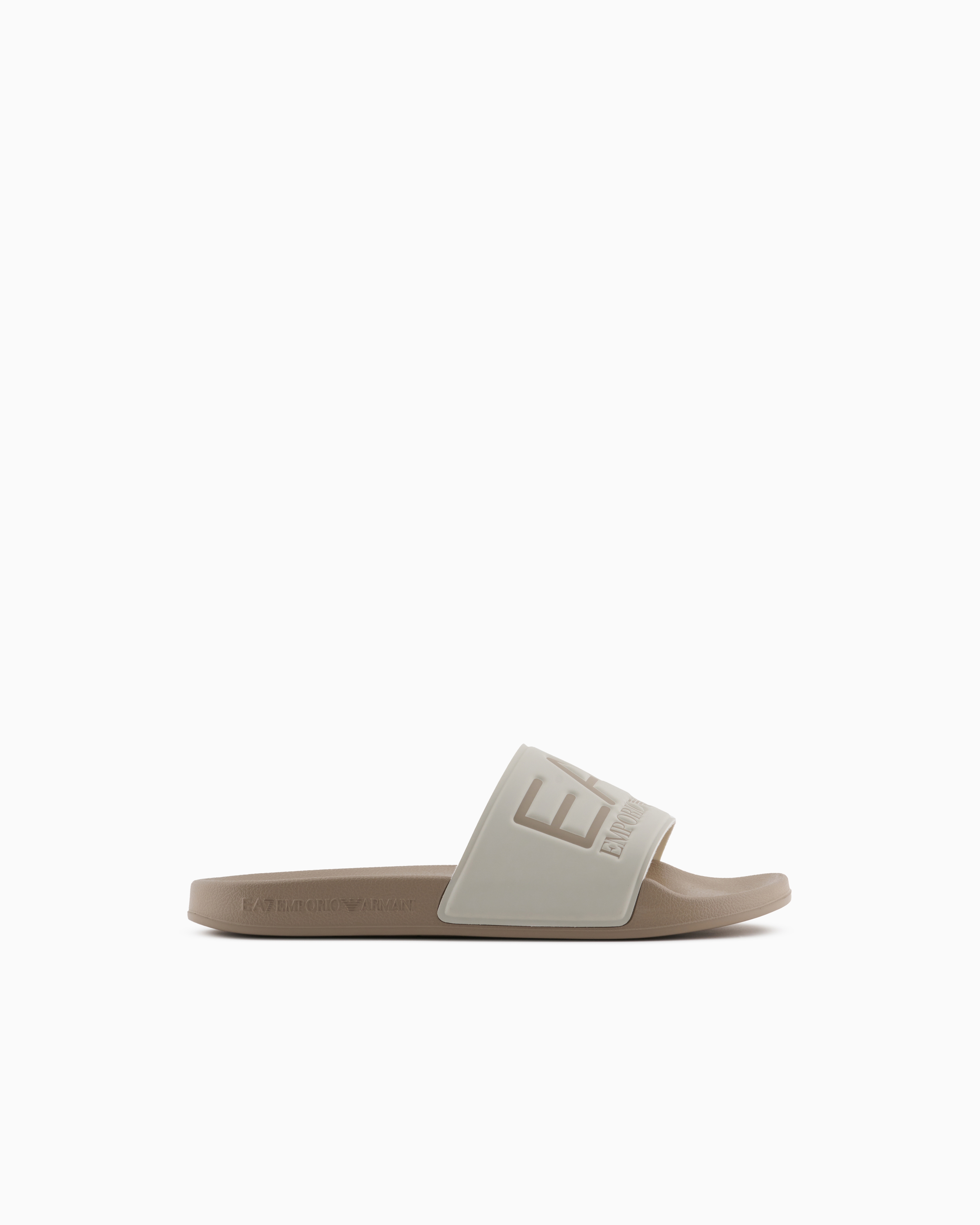 Ea7 Unisex Beige Slides With Oversized Logo Size 43
