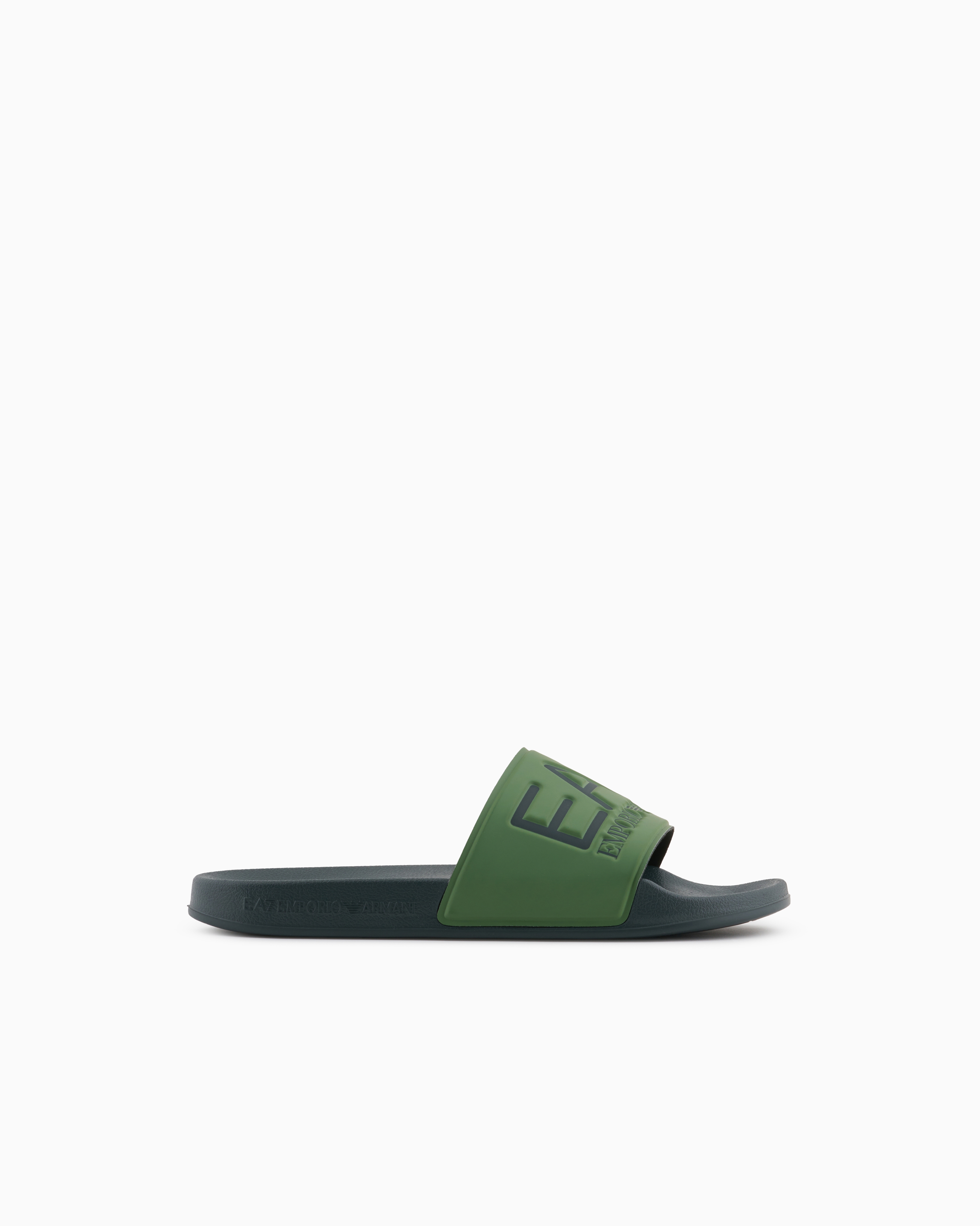 Ea7 Unisex Green Slides With Oversized Logo Size 43