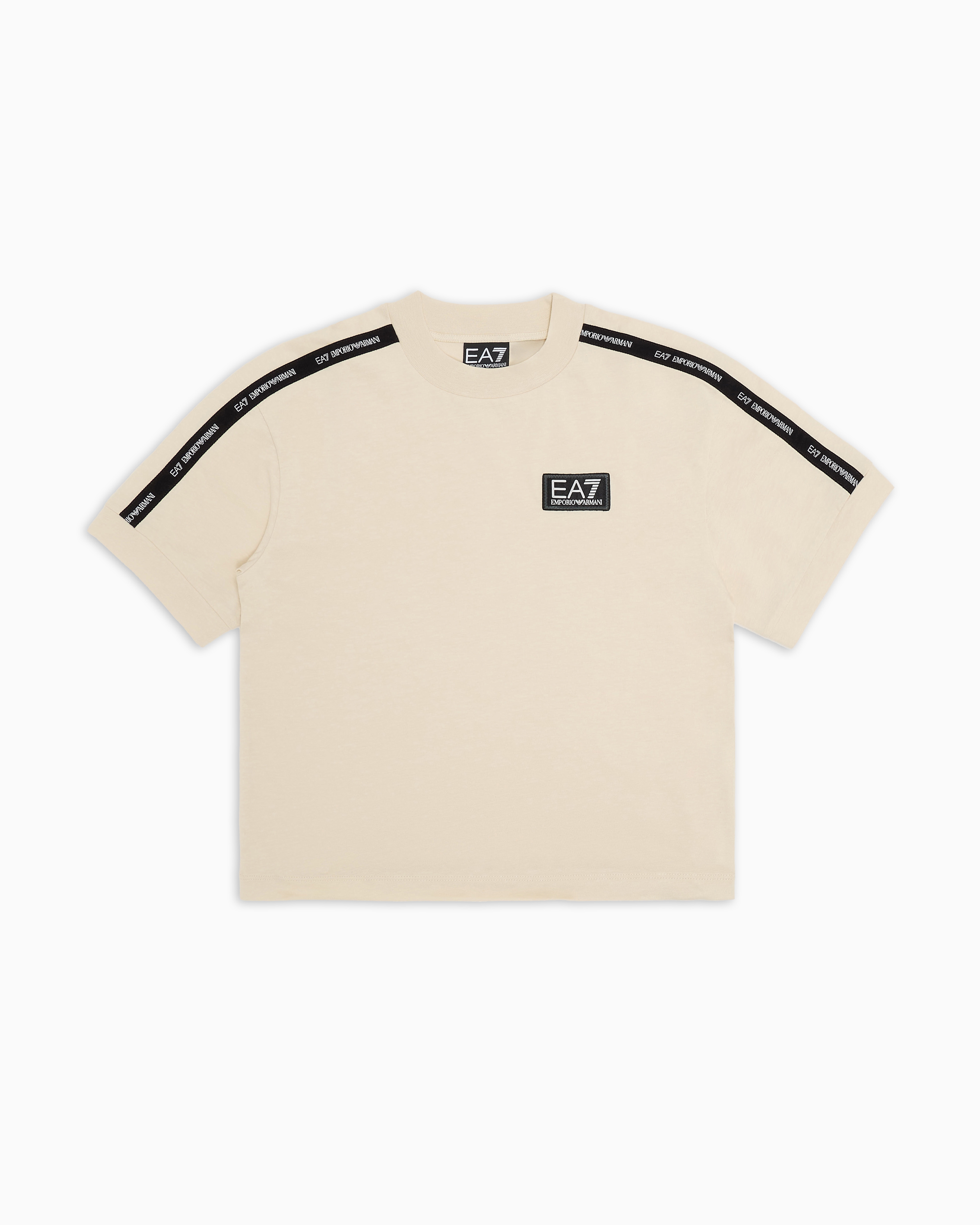 Tシャツ・カットソー EMPORIO ARMANI Beige cotton t-shirt Emporio Armani Cotton Logo T-Shirt | Harrods US