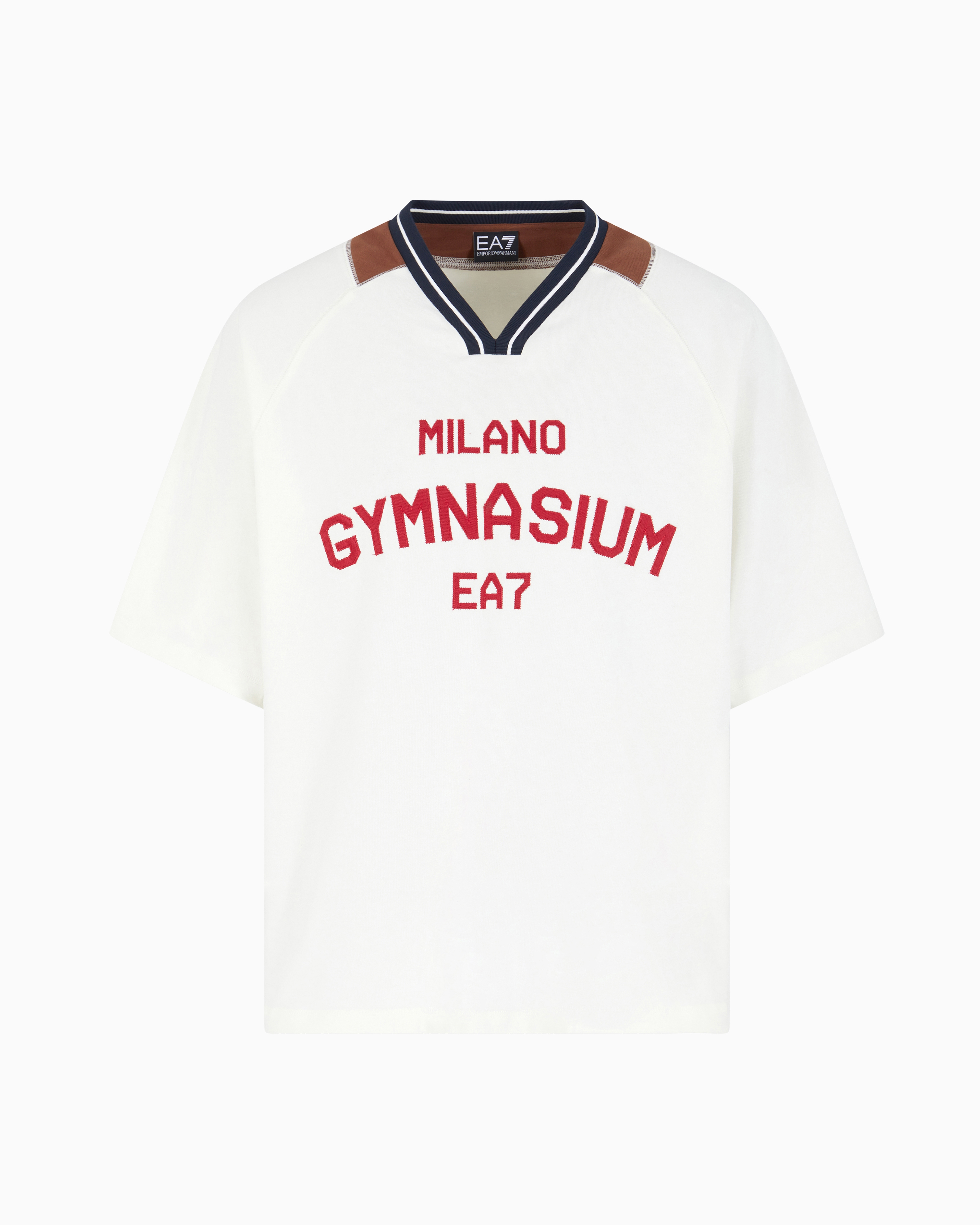 Ea7 White Club House Cotton Jersey T-Shirt Extra Large