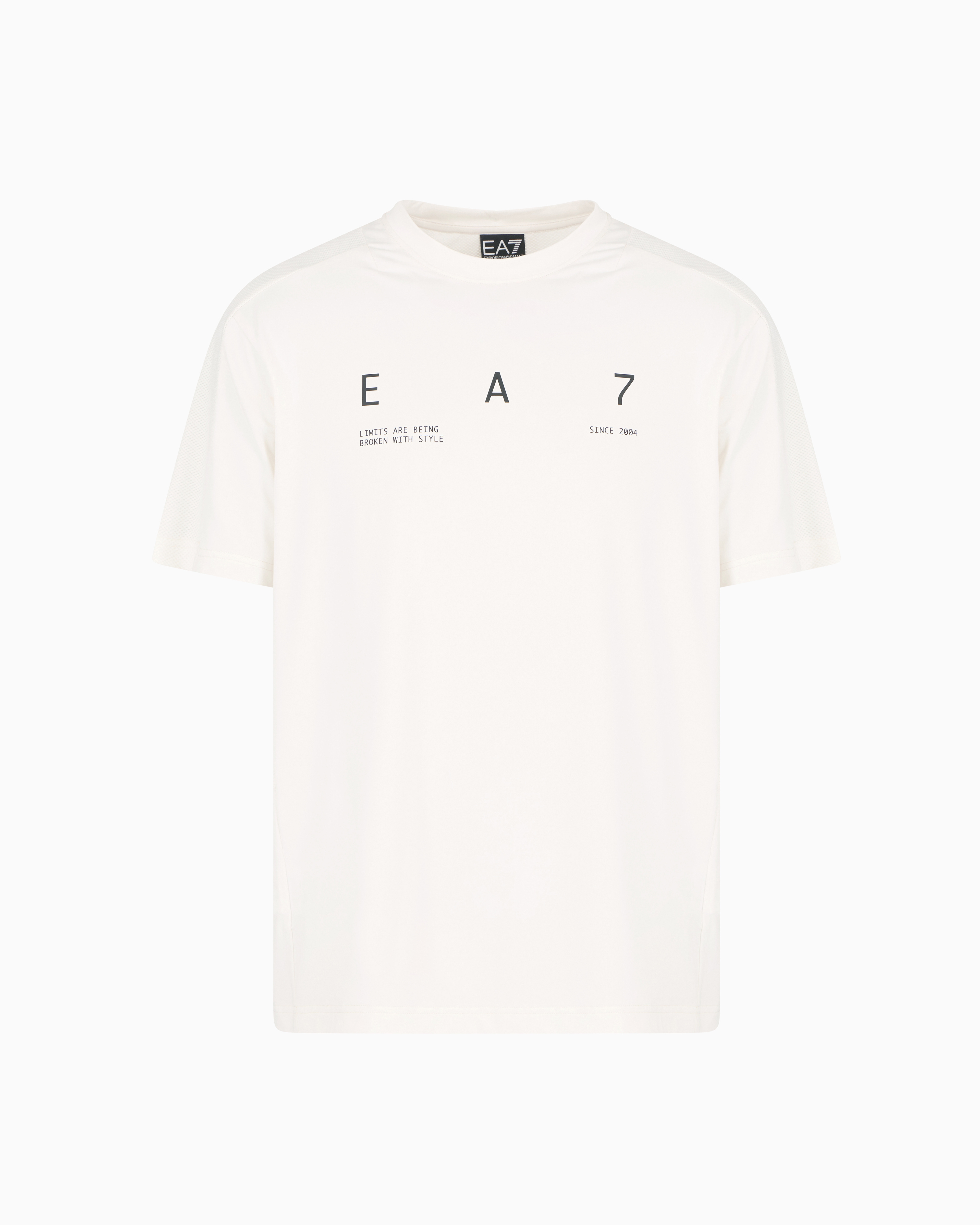 Ea7 White Graphic Series Stretch Technical Fabric Crew-Neck T-Shirt Medium