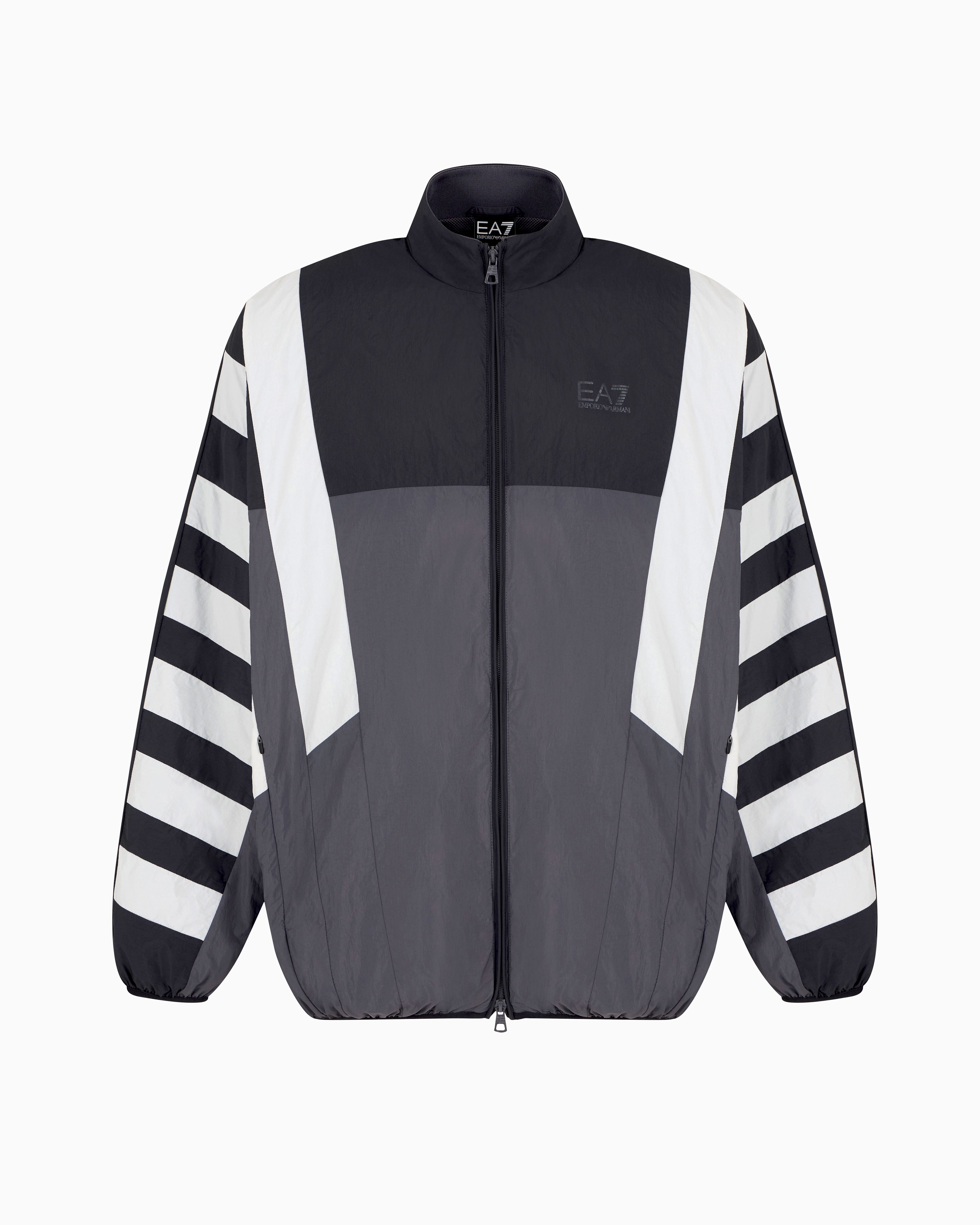 Ea7 Grey Summer Block Nylon Zip-Up Sweatshirt Xxl