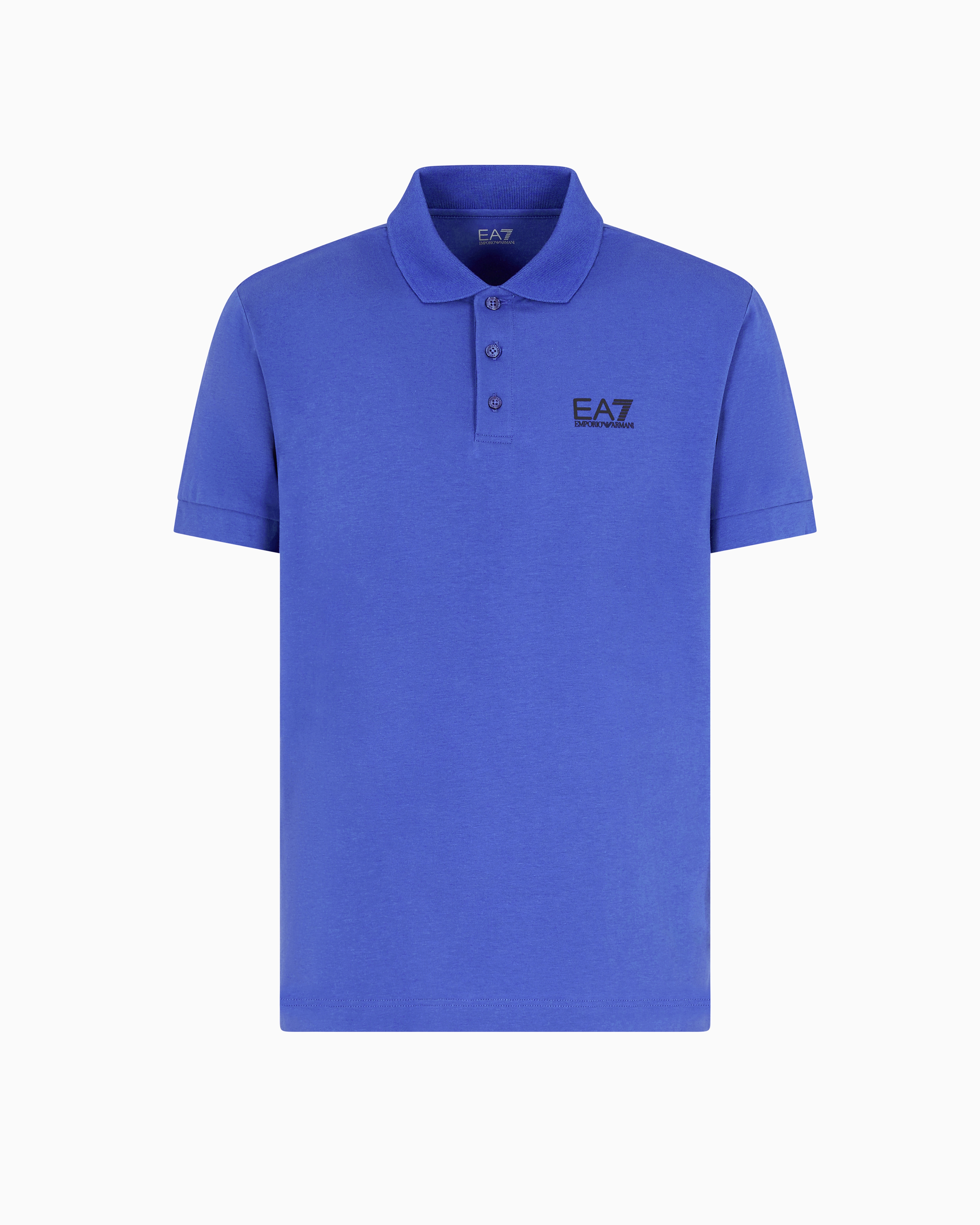 Ea7 Blue Core Identity Stretch-Cotton Polo Shirt Large
