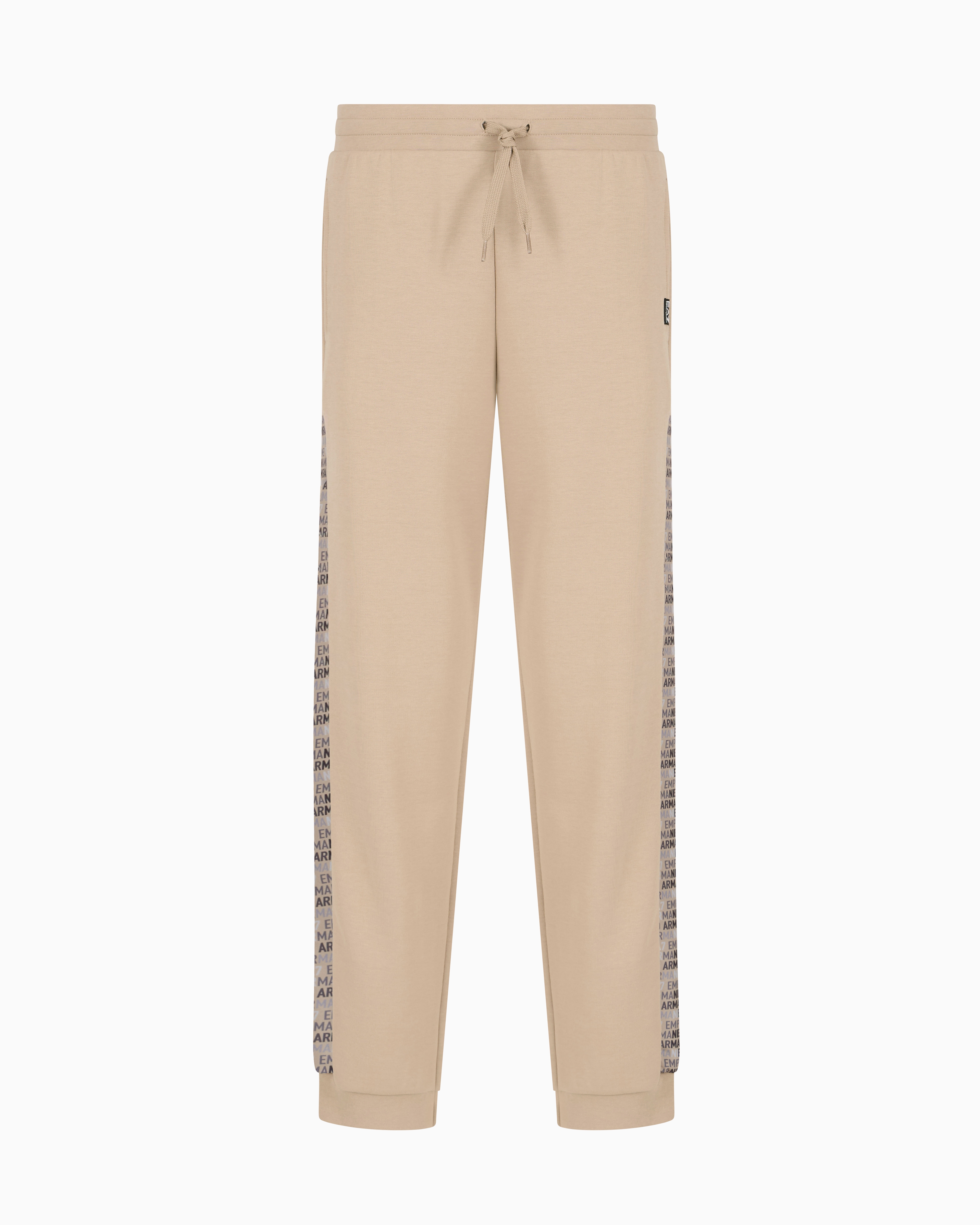 Ea7 Beige Cotton-Blend Logo Series Joggers Medium