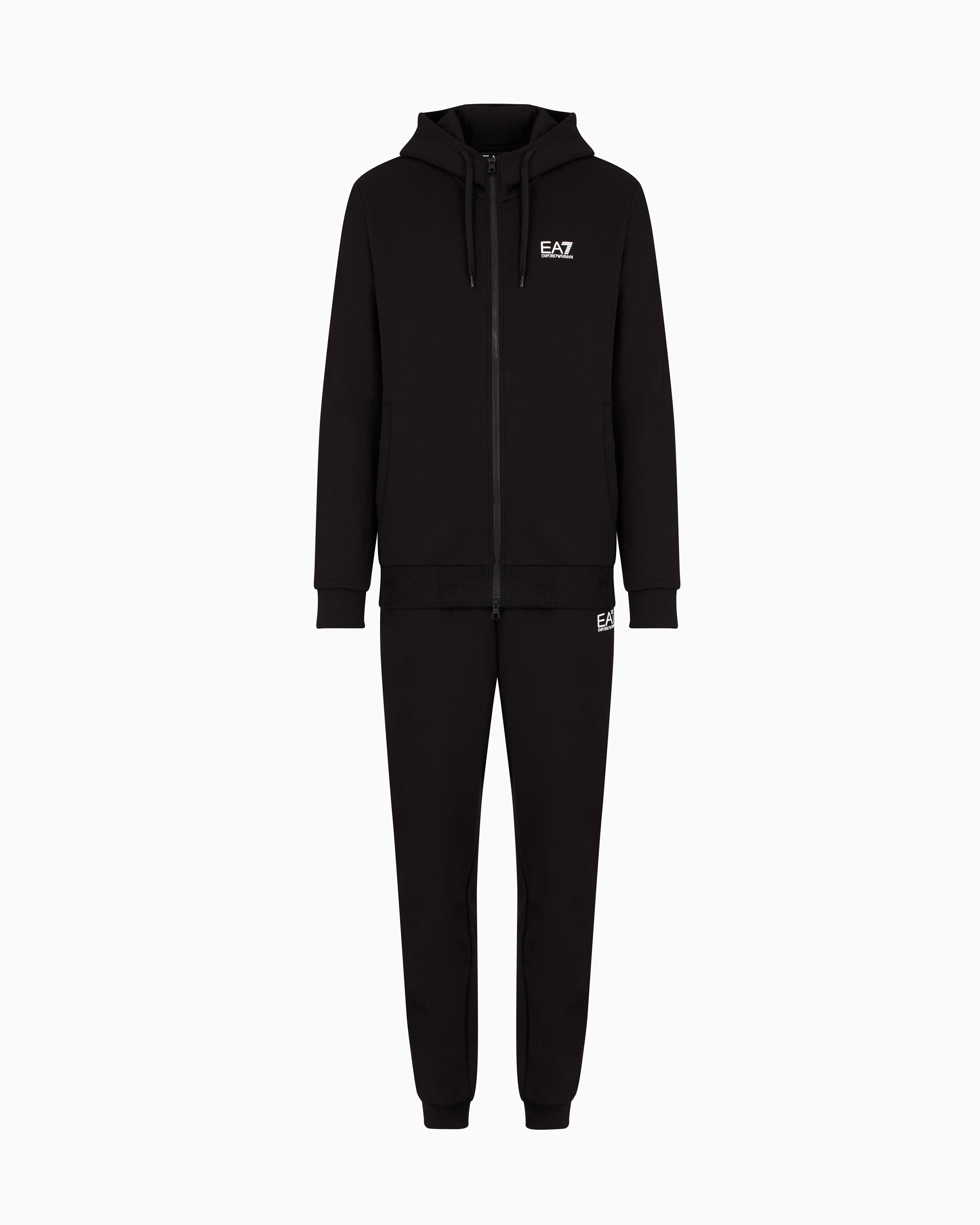 Ea7 Black Core Identity Cotton-Blend Hooded Tracksuit Medium