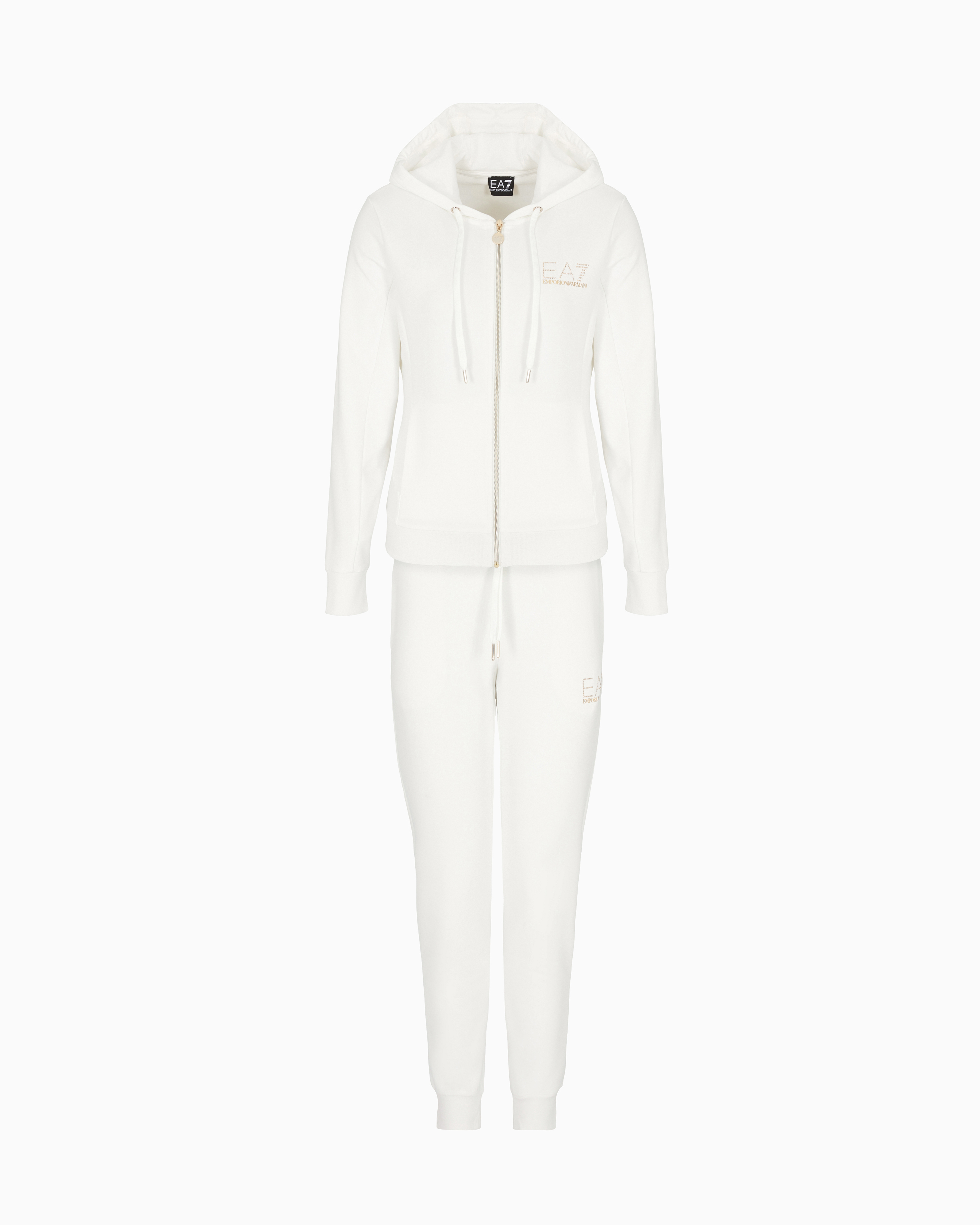 Ea7 White Evolution Stretch Viscose Blend Jersey Tracksuit Small