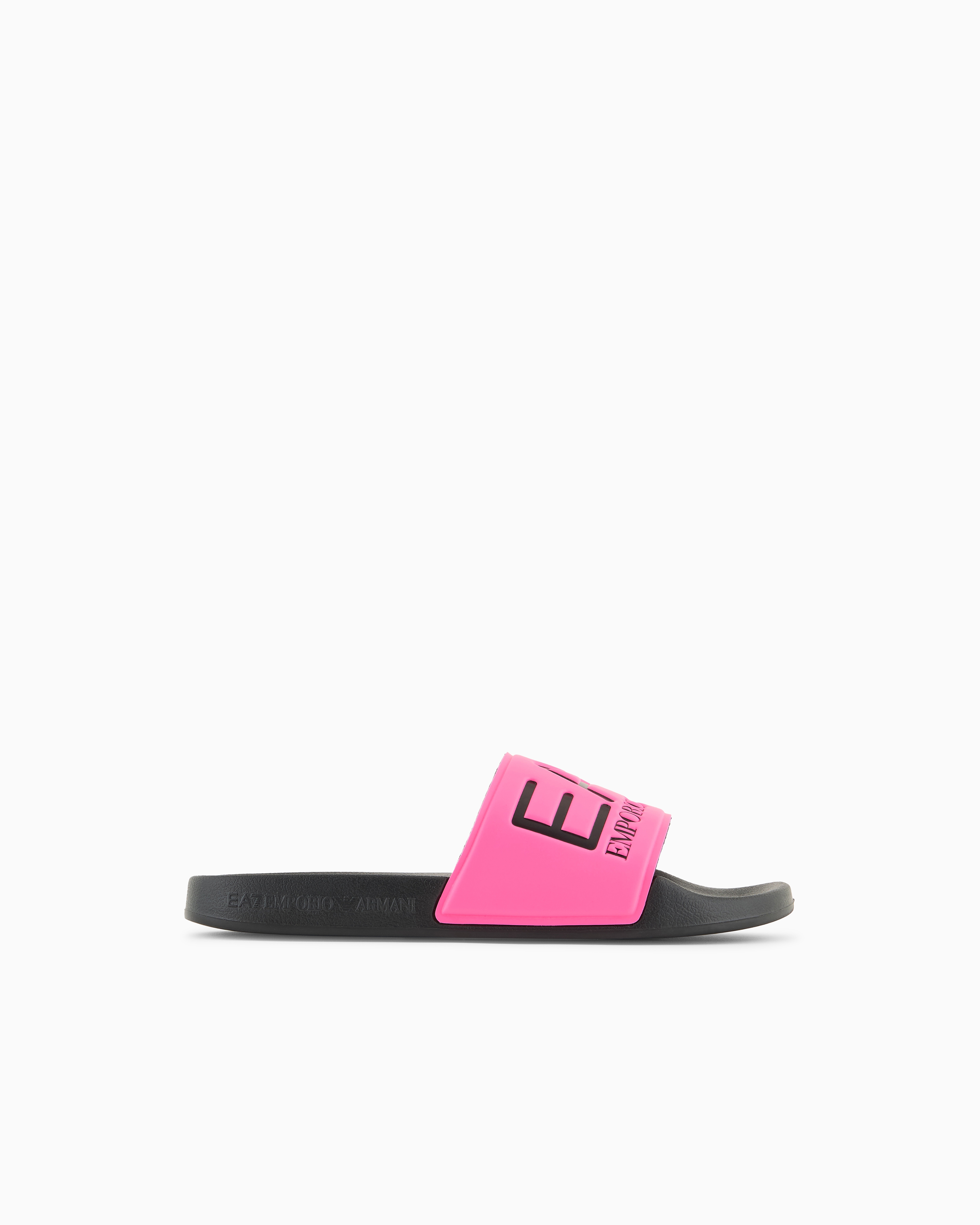 Ea7 Unisex Black Slides With Oversized Logo Size 43