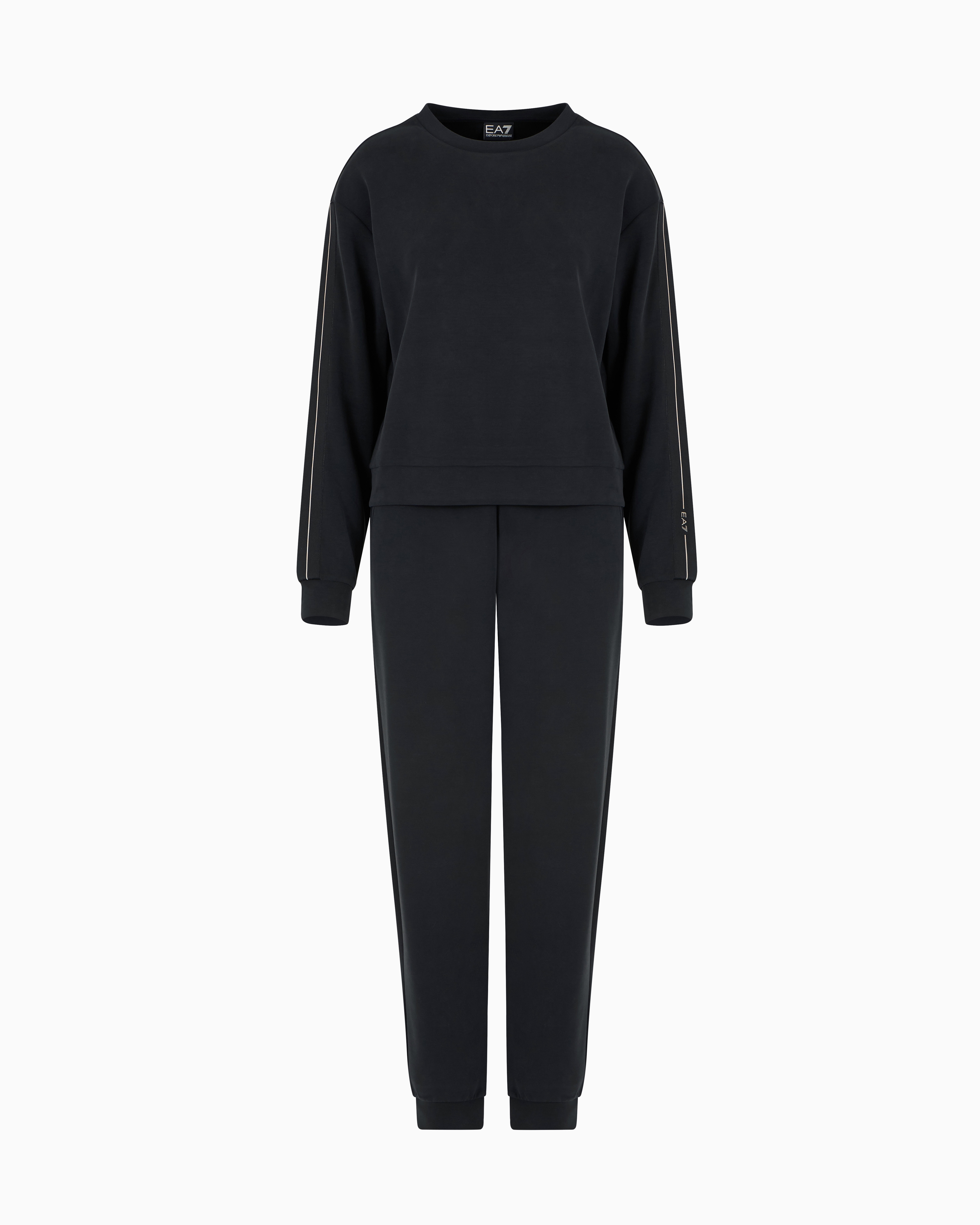 ■EA7■ ブラックトレーナー STRIKE 7 Logo Series stretch modal blend tracksuit | EA7