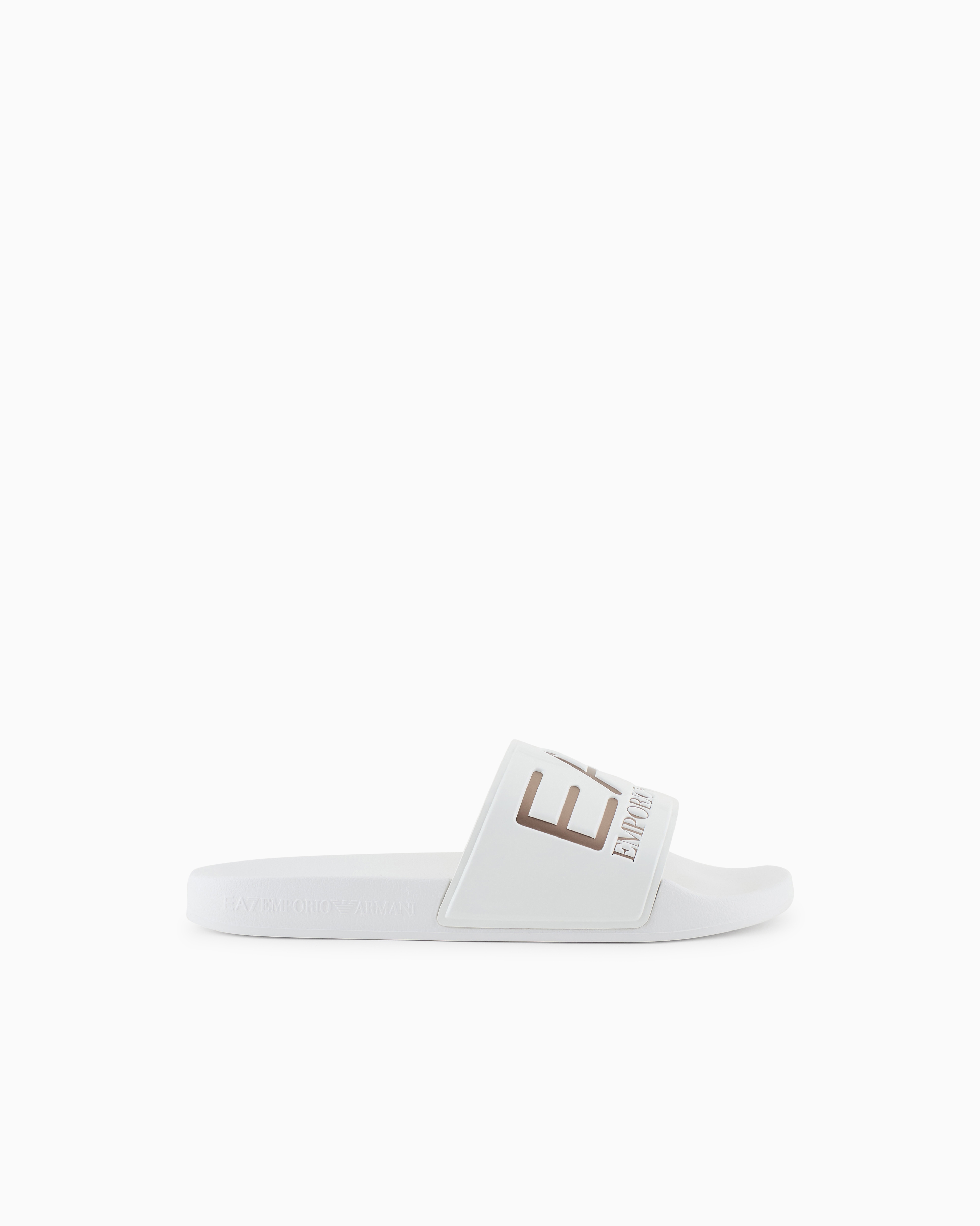 Ea7 Unisex White Slides With Oversized Logo Size 43