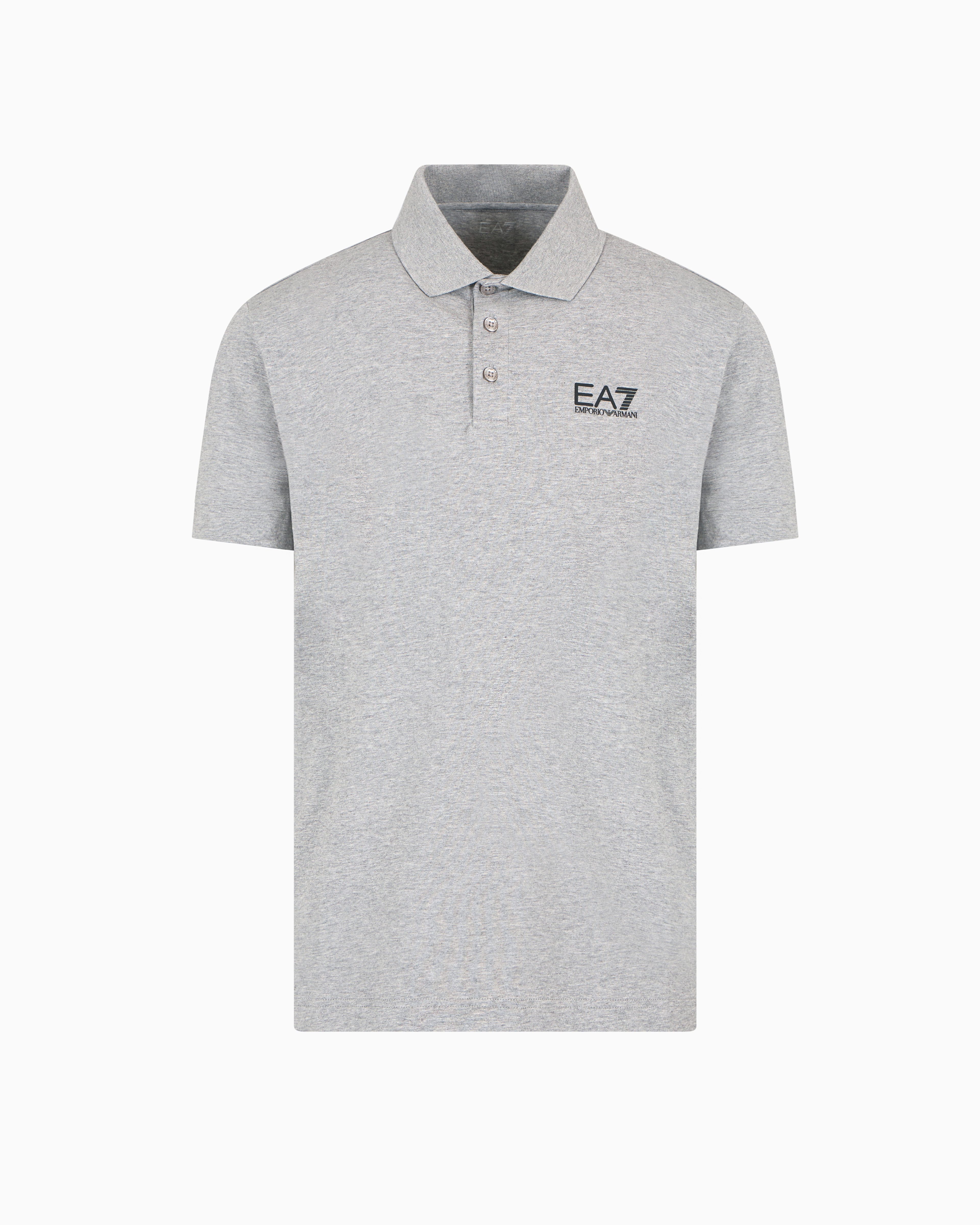 Ea7 Grey Core Identity Stretch-Cotton Polo Shirt 3XL