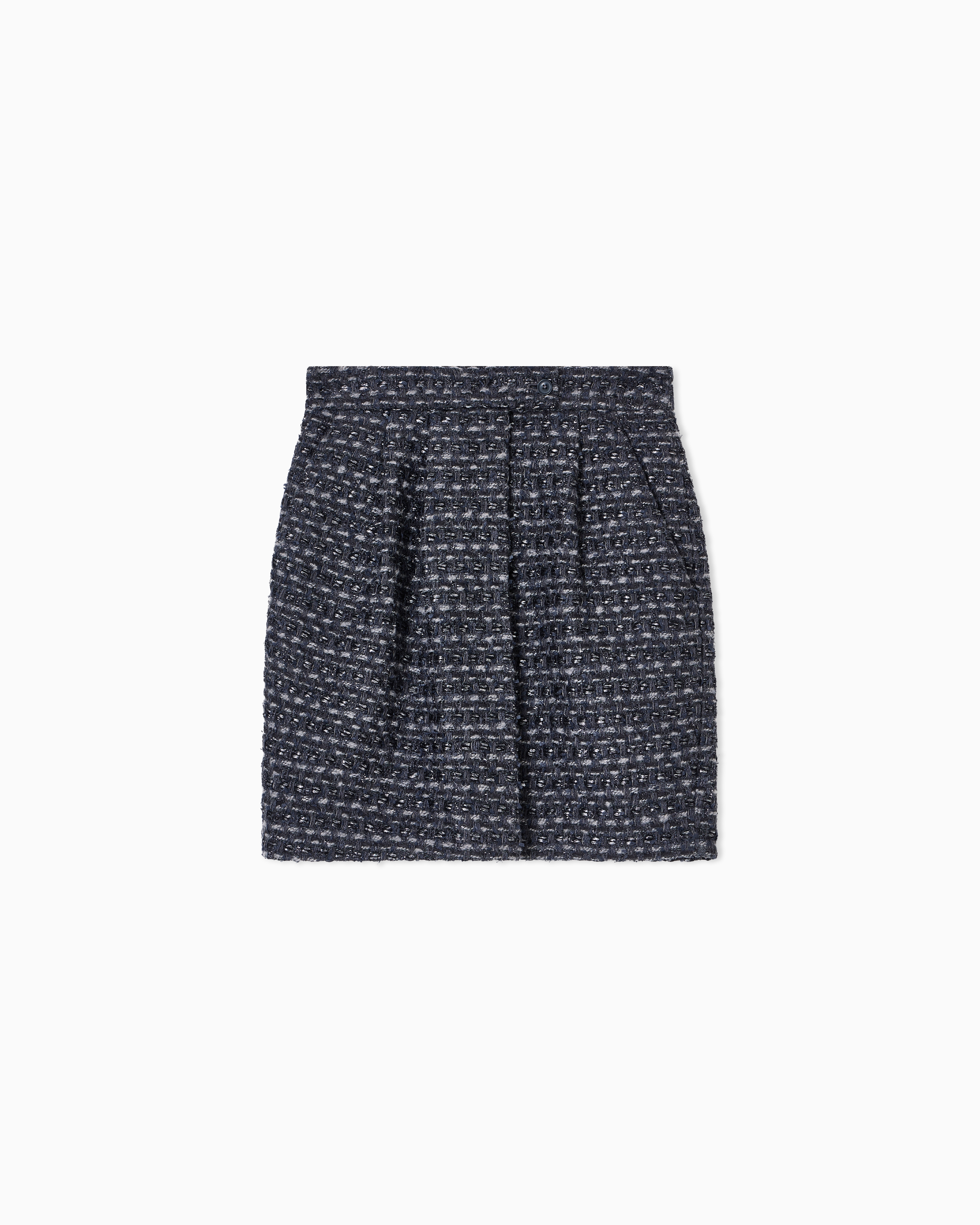 Emporio Armani - Lurex tweed pleated skirt, Woman, Grey, Size: