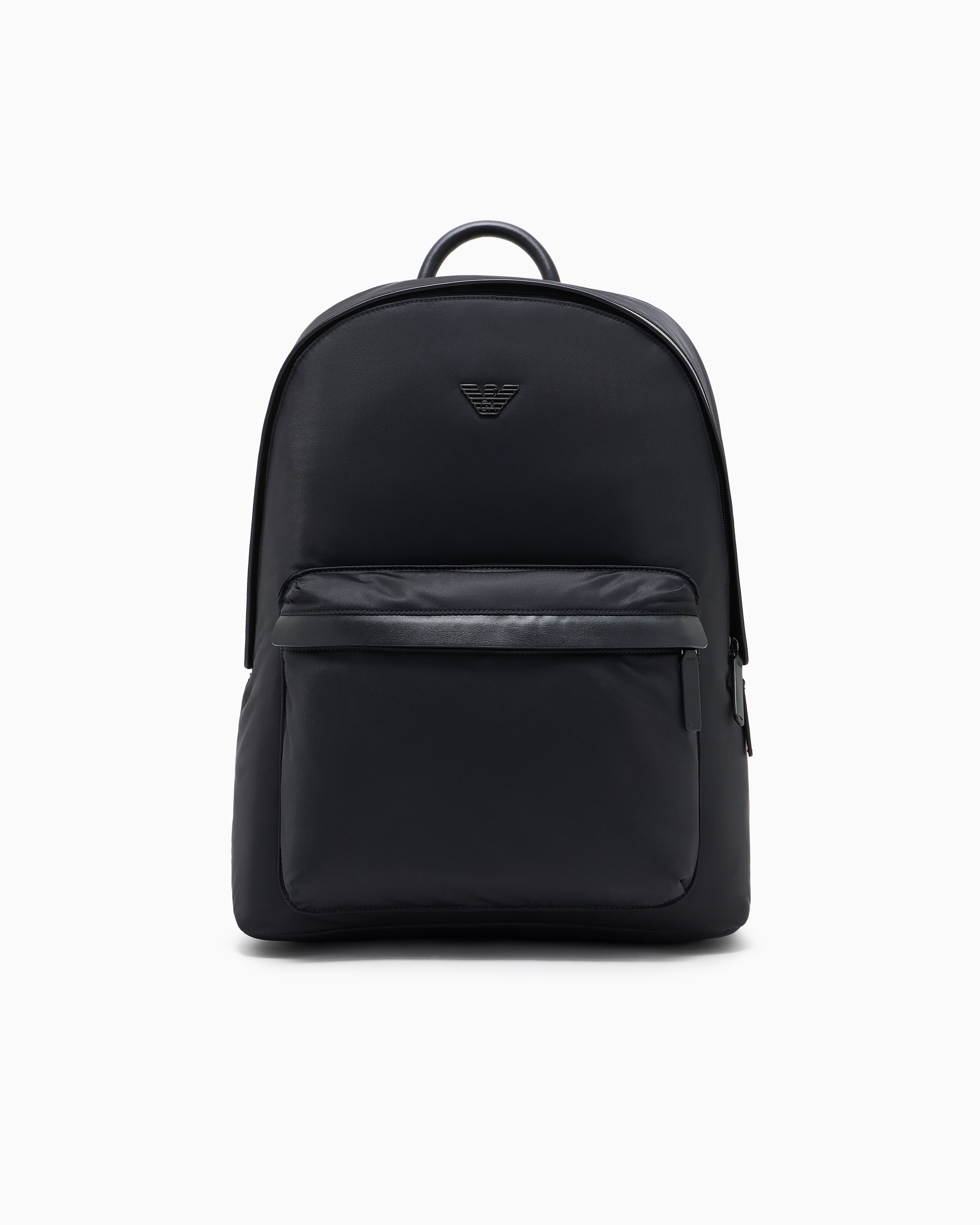 Emporio Armani - ASV recycled nylon round backpack, Man, Black, Size: TU