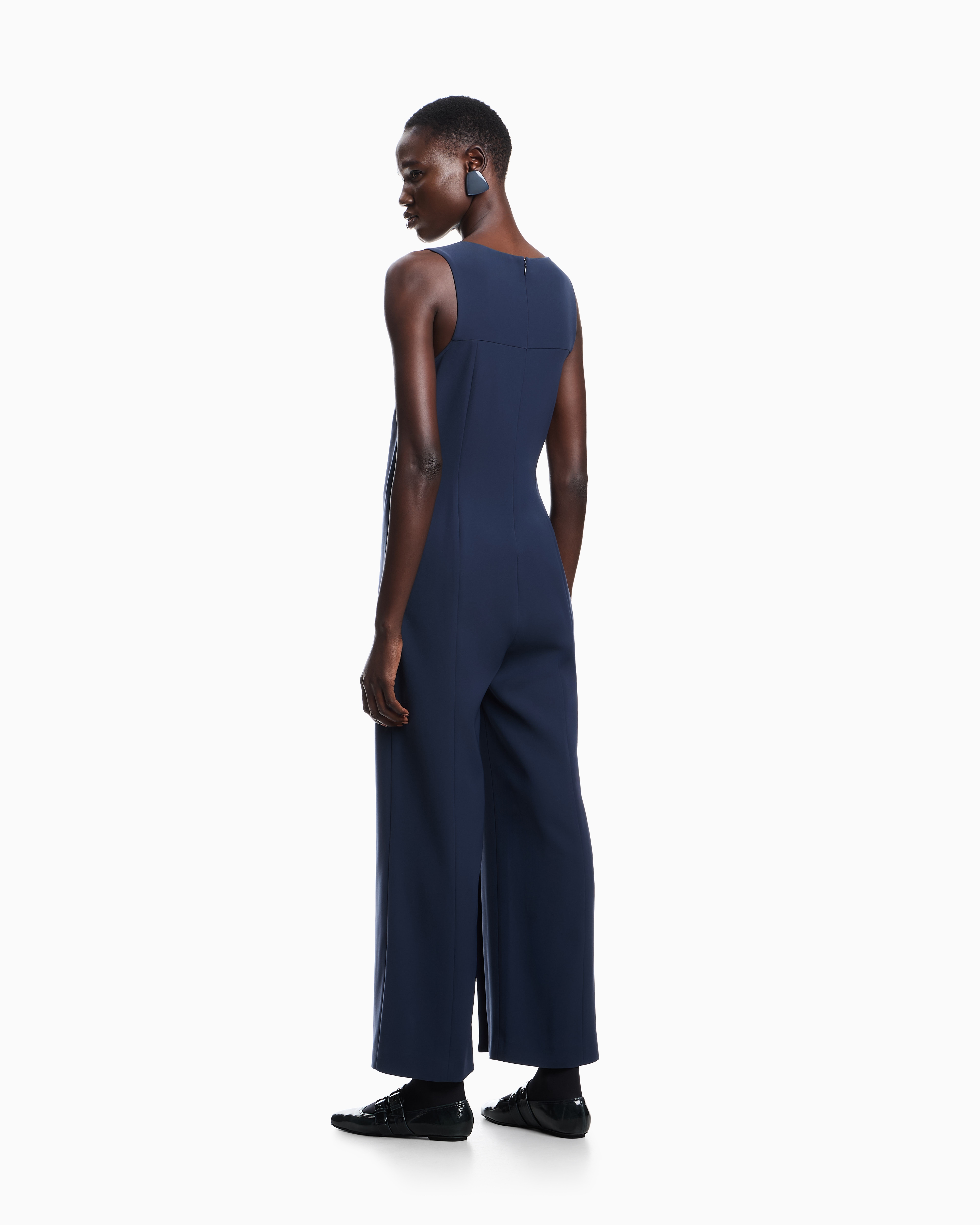 Emporio Armani - Jumpsuit with technical cady panels, Woman, Blue, Size: