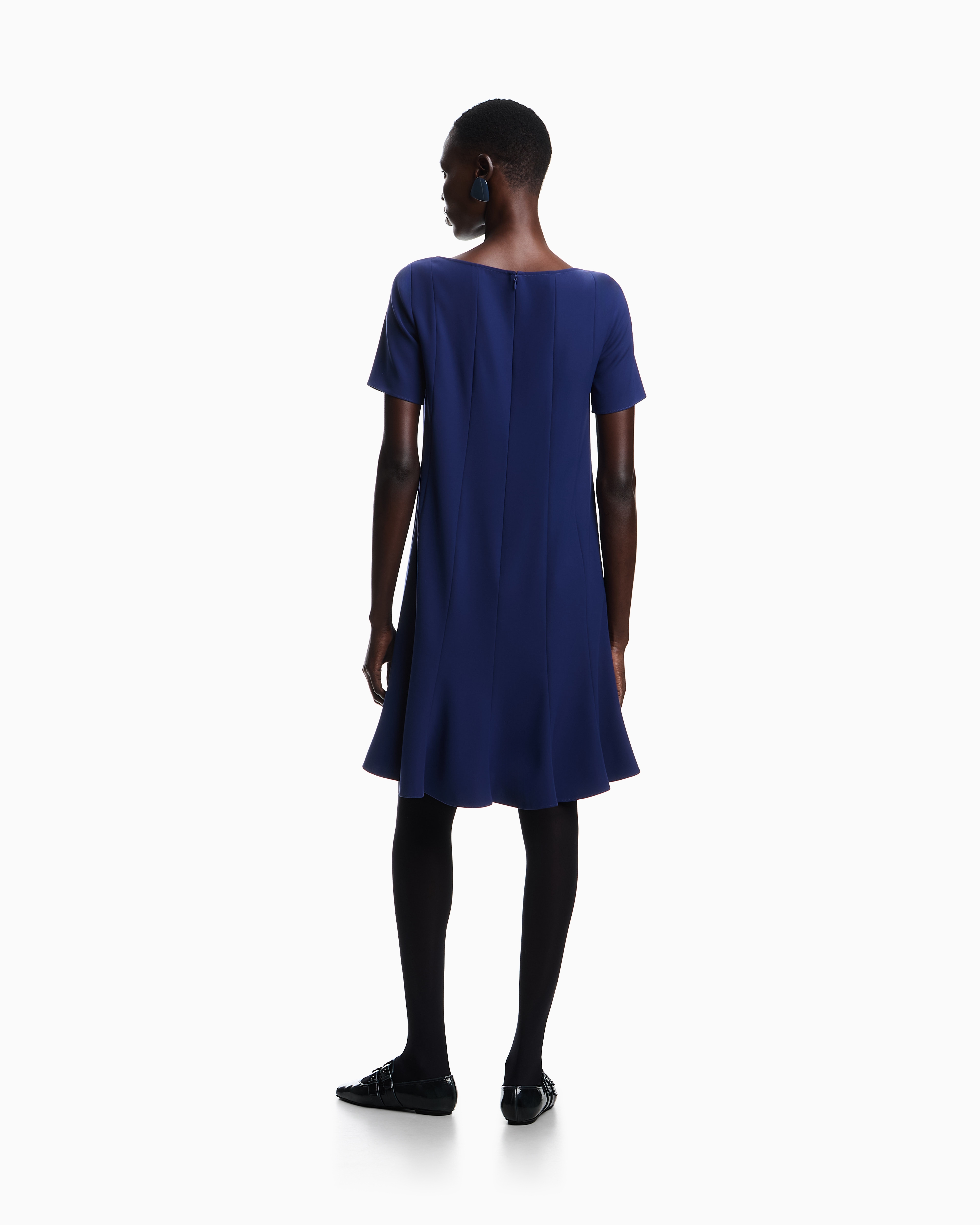 Emporio Armani Kleid Mit Falten Aus Funktionalem Cady In Blue