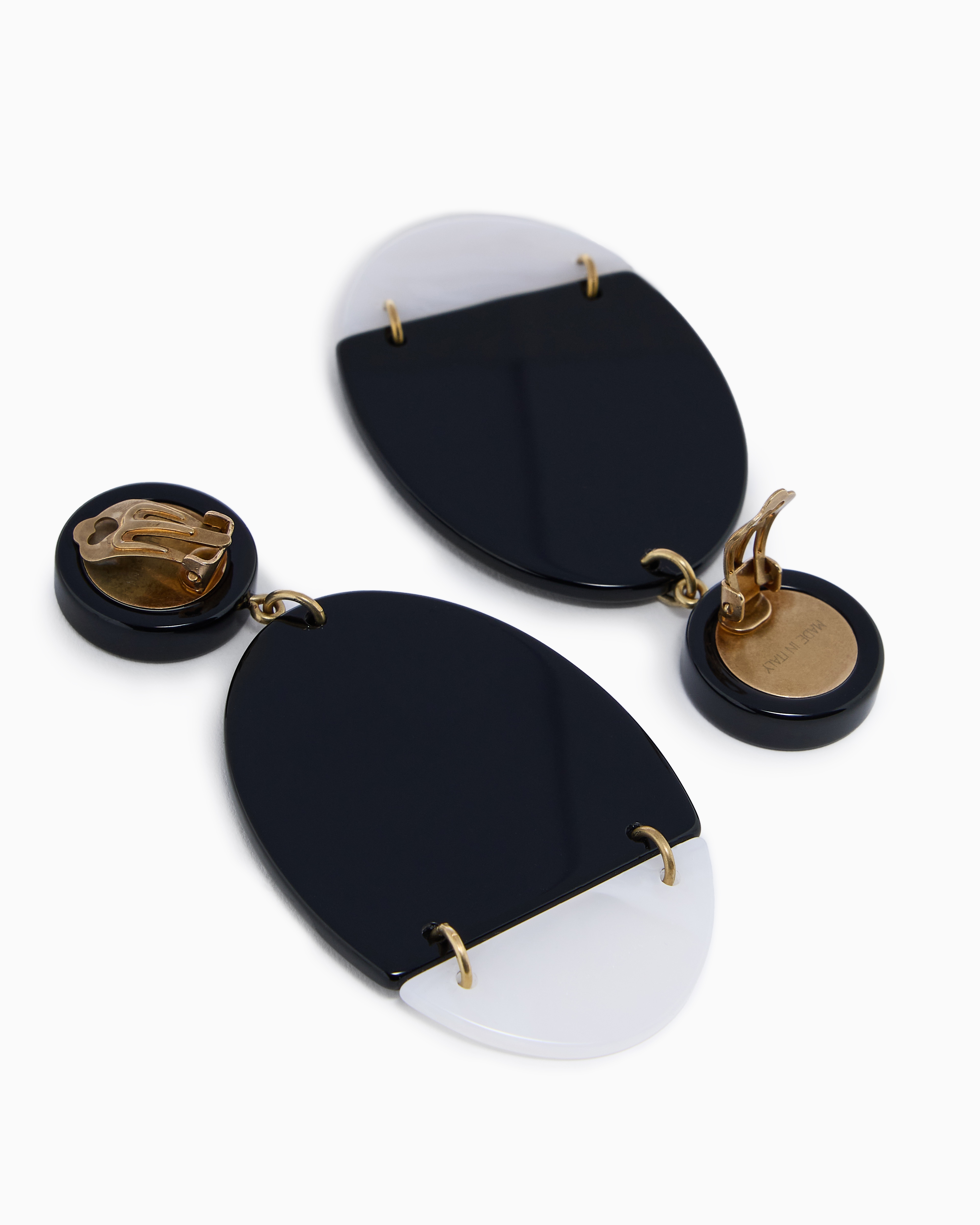 Giorgio Armani Boucles D'oreilles Pendantes À Clip En Résine Bicolore